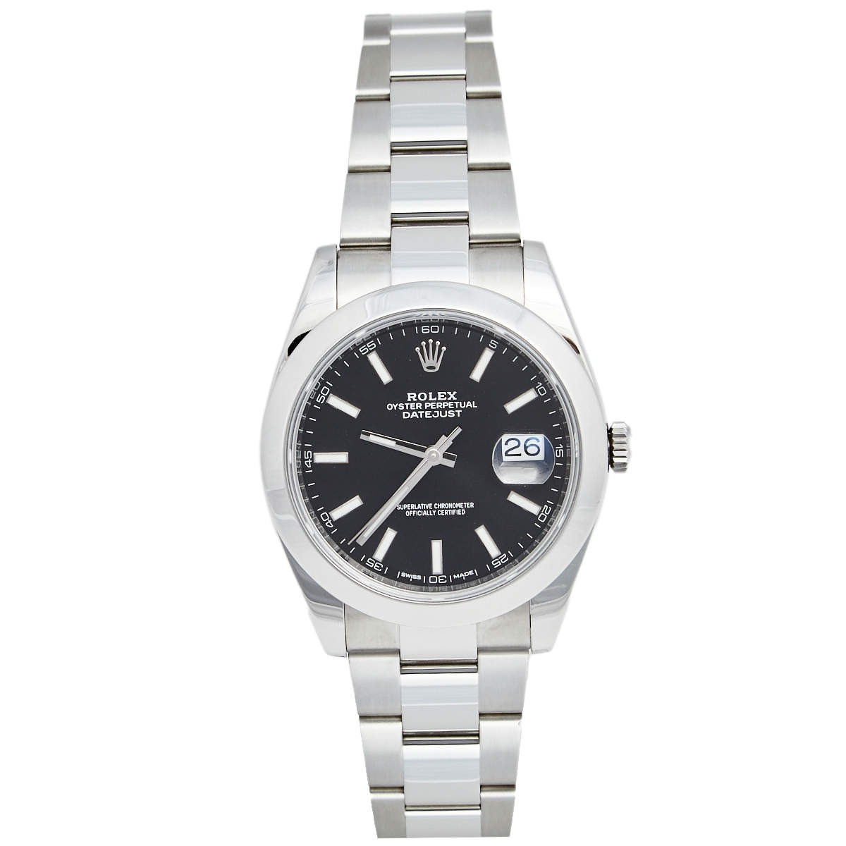 مملوكة مسبقًا ساعة يد رجالية رولكس ديت جست 126300 ستانلس ستيل سوداء 41 مم