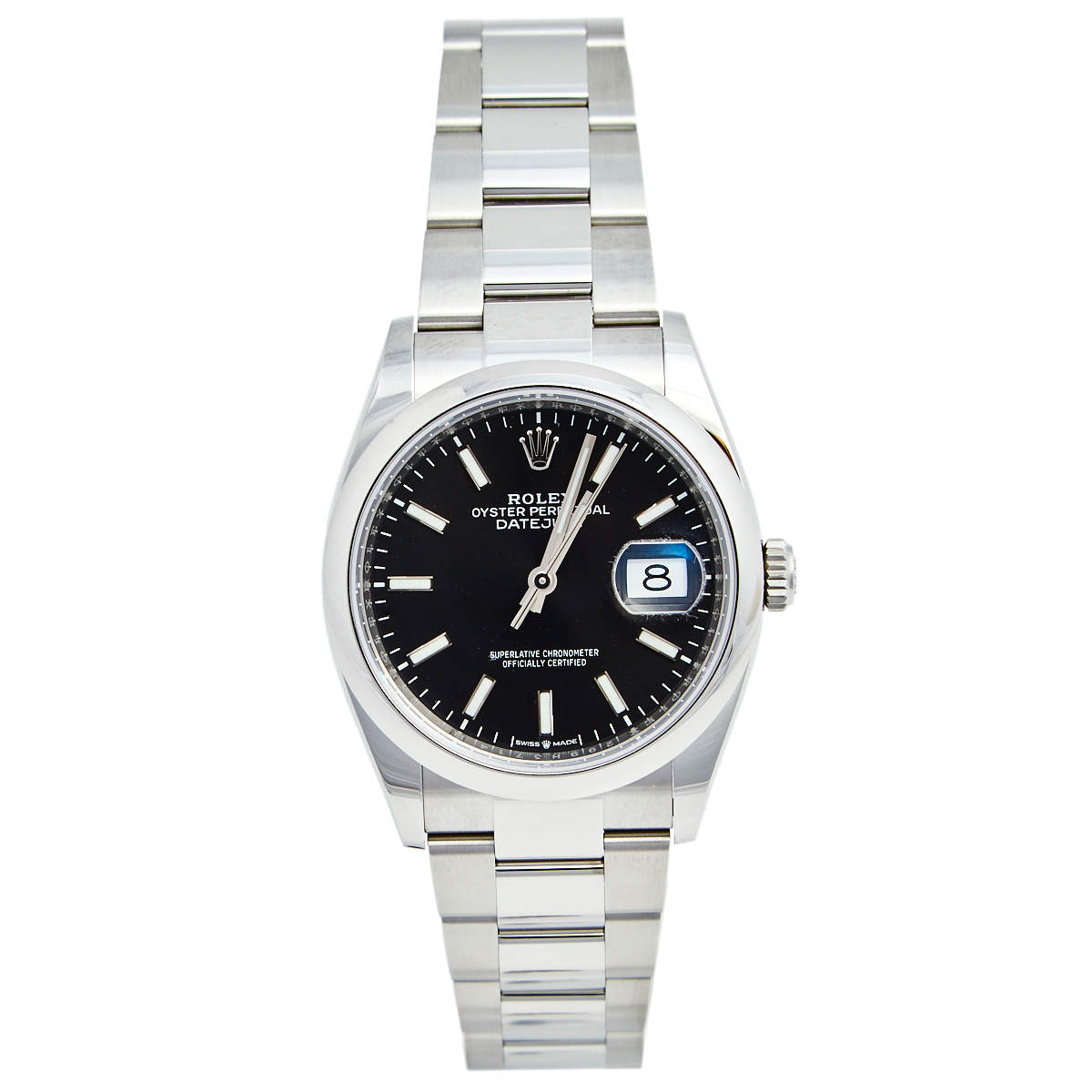 Pre Owned ساعة يد رجالية رولكس ديت جست 126200 ستانلس ستيل سوداء 36 مم