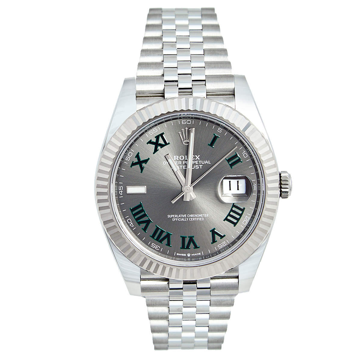 Rolex Slate Grey 18K White Gold Stainless Steel Datejust 126334-0022 Men's Wristwatch 41 mm