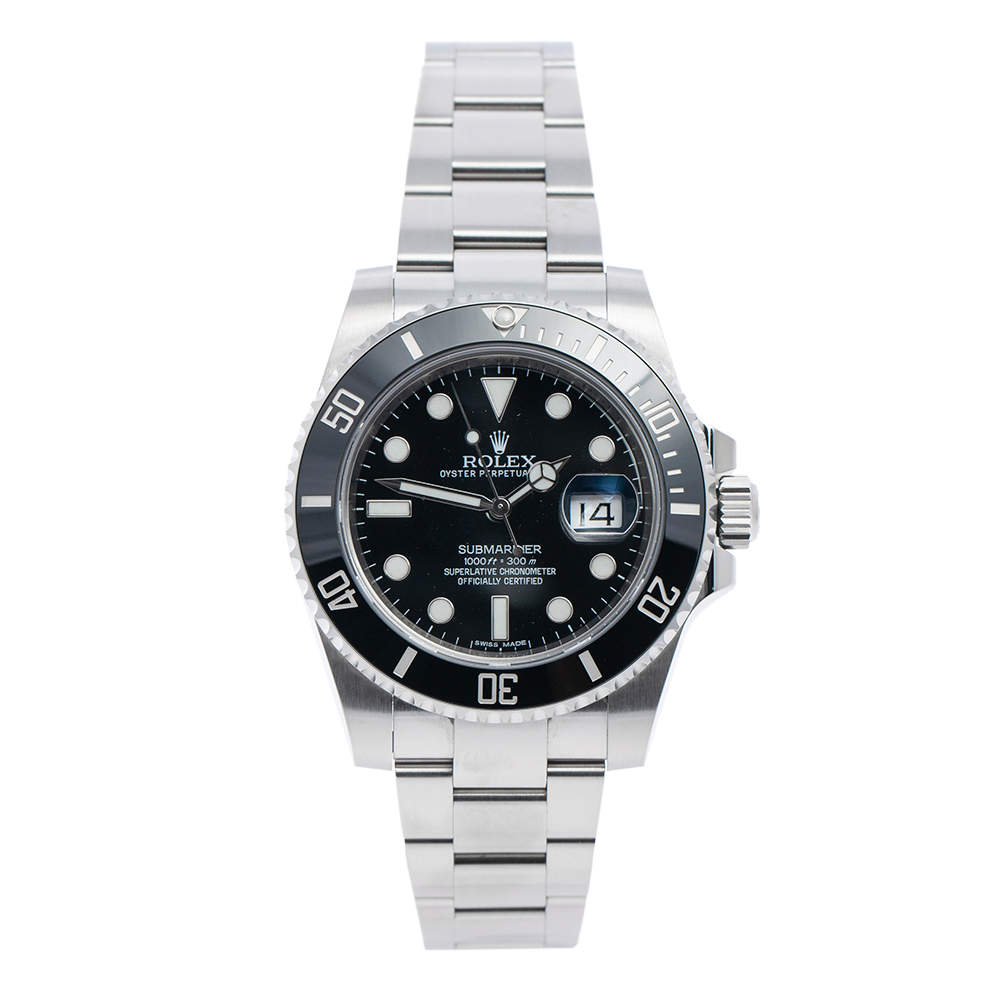 Pre Owned Rolex Black Stainless Steel Submariner 116610LN Men's Wristwatch 41 mm