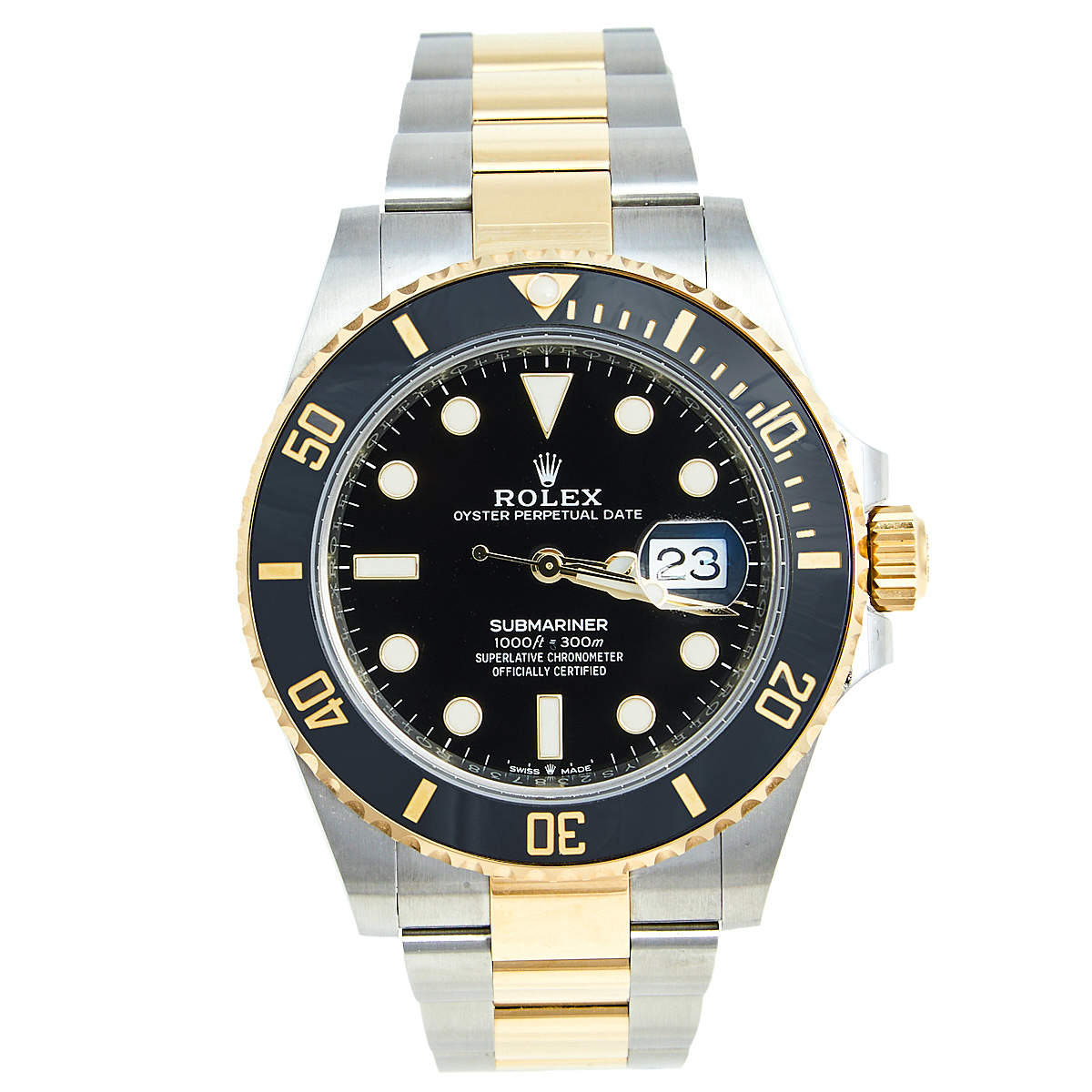 Pre Owned Rolex Black Cerachrome 18K Yellow Gold Stainless Steel Submariner M126613LN-0002 Men's Wristwatch 41 mm