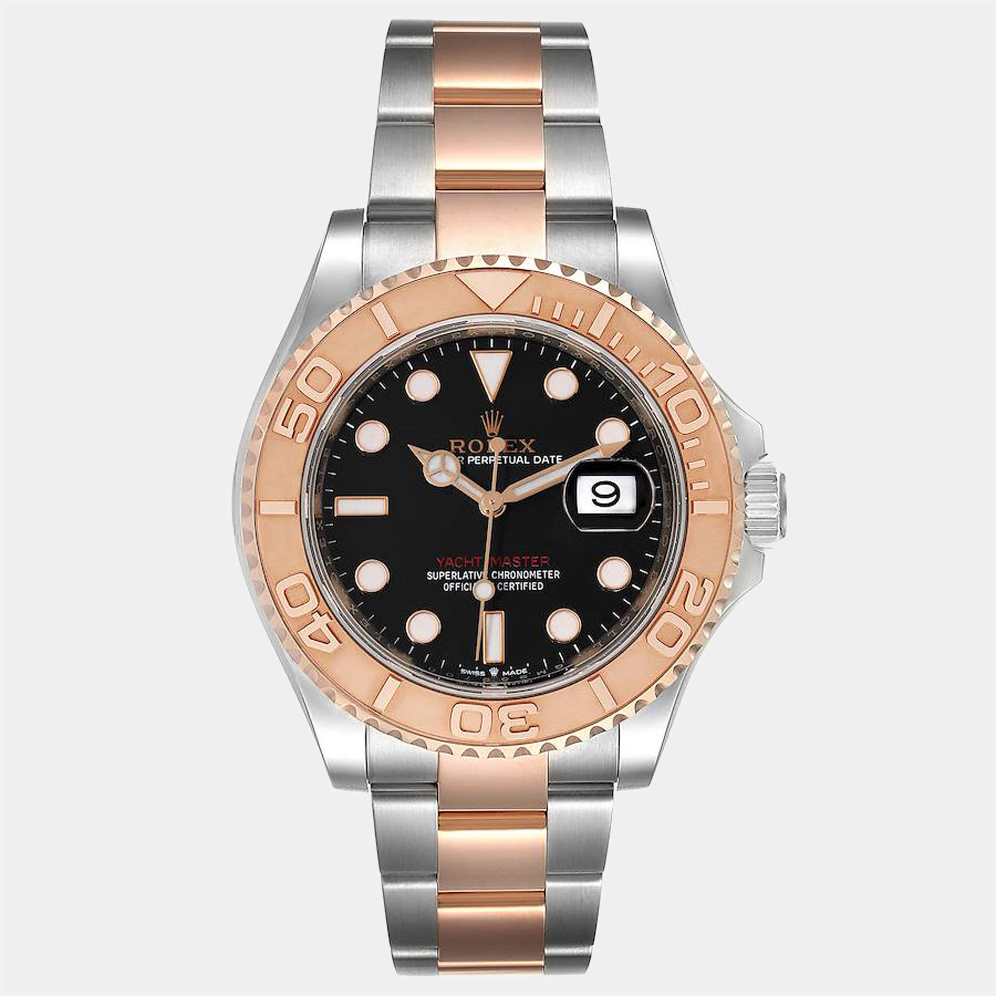 Rolex Black 18K Rose Gold And Stainless Steel Yacht-Master 126621 Automatic Men's Wristwatch 40 mm
