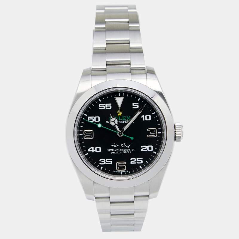 Rolex Black Oystersteel Air-King M116900-0001 Men's Wristwatch 40 mm
