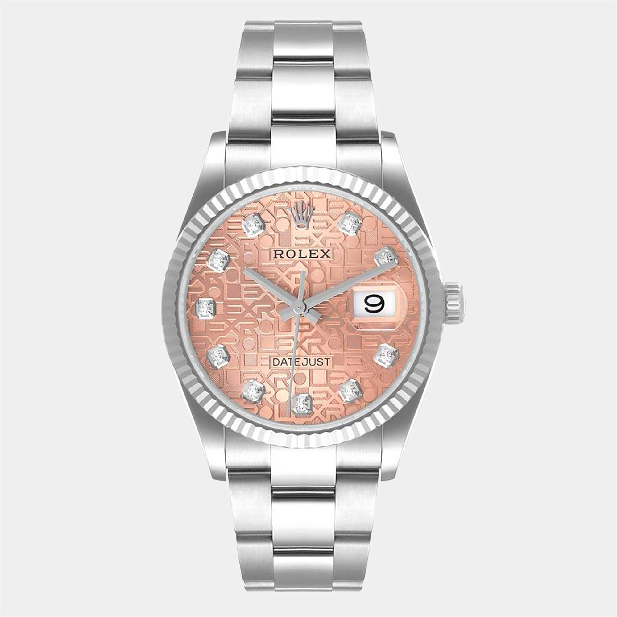 Rolex Pink Diamonds 18K White Gold And Stainless Steel Datejust 126234 Automatic Men's Wristwatch 36 mm