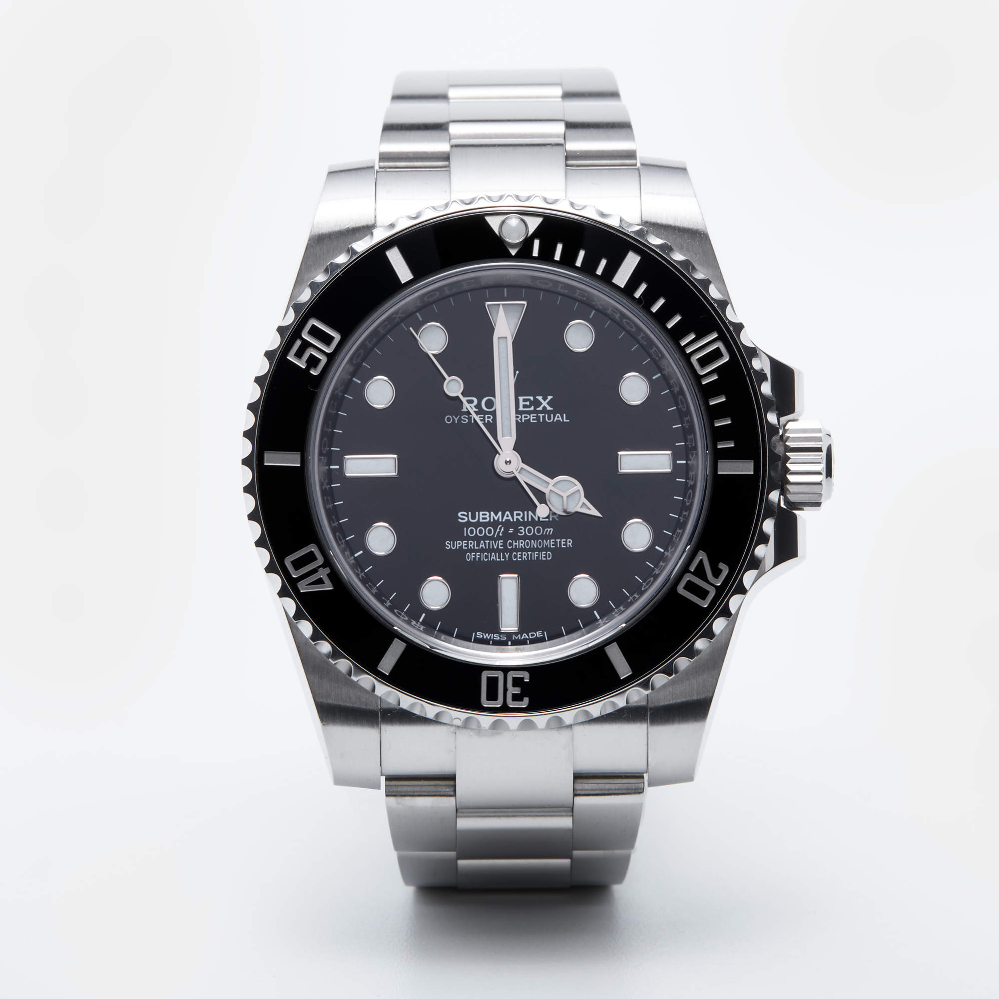 مملوكة مسبقًا Rolex Black Cerachrom Oystersteel Submariner 114060 Men's Wristwatch 40 mm