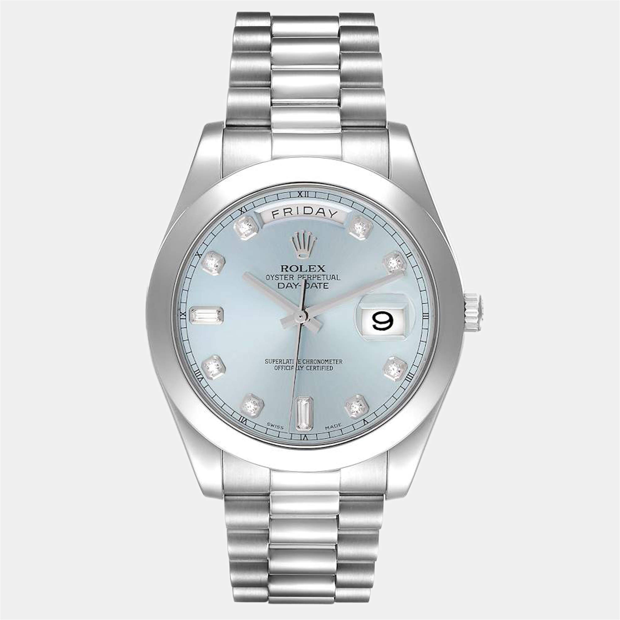 Rolex Blue Diamonds Platinum Day Date President 218206 Automatic