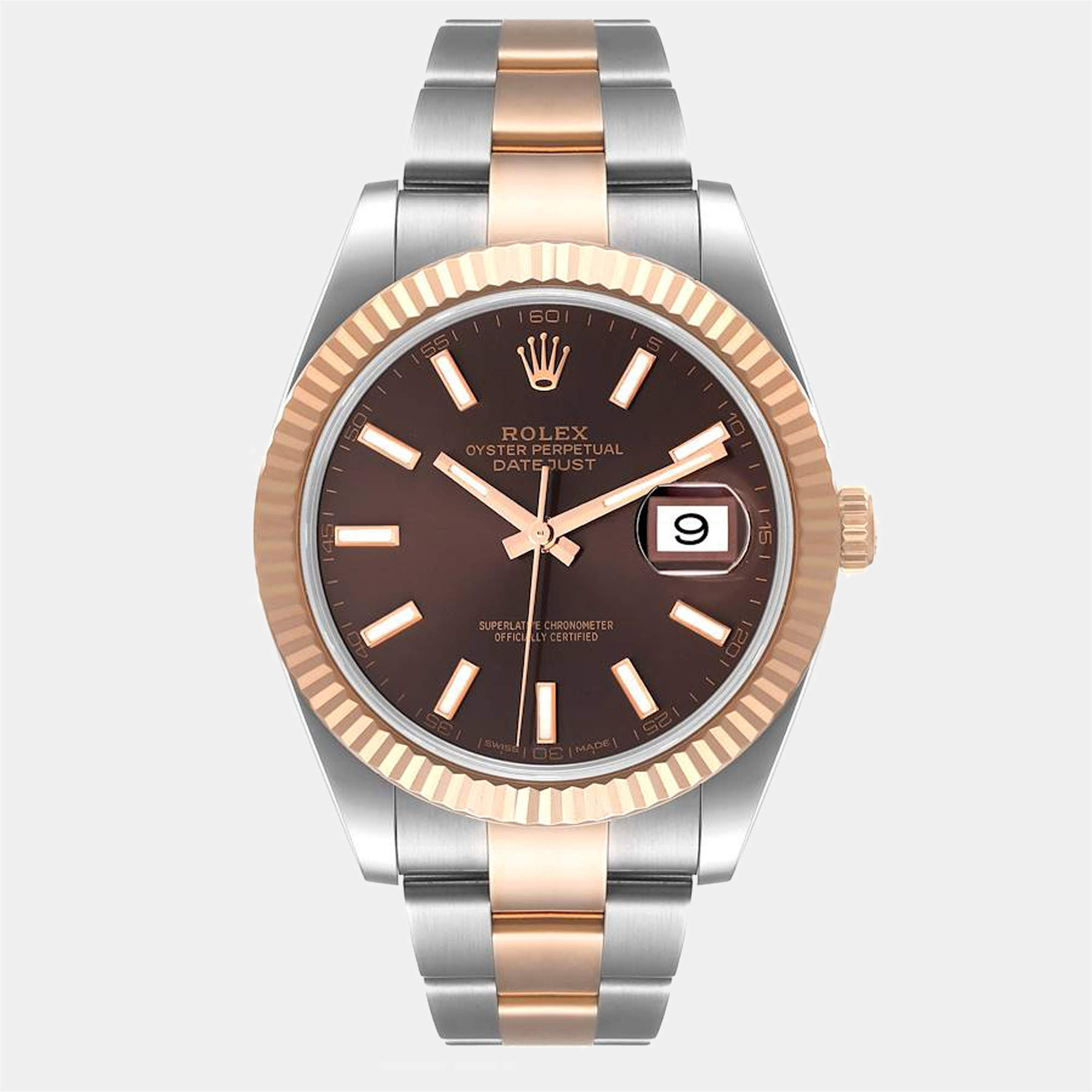 Rolex Brown 18K Rose Gold And Stainless Steel Datejust 126331 Automatic Men's Wristwatch 41 mm