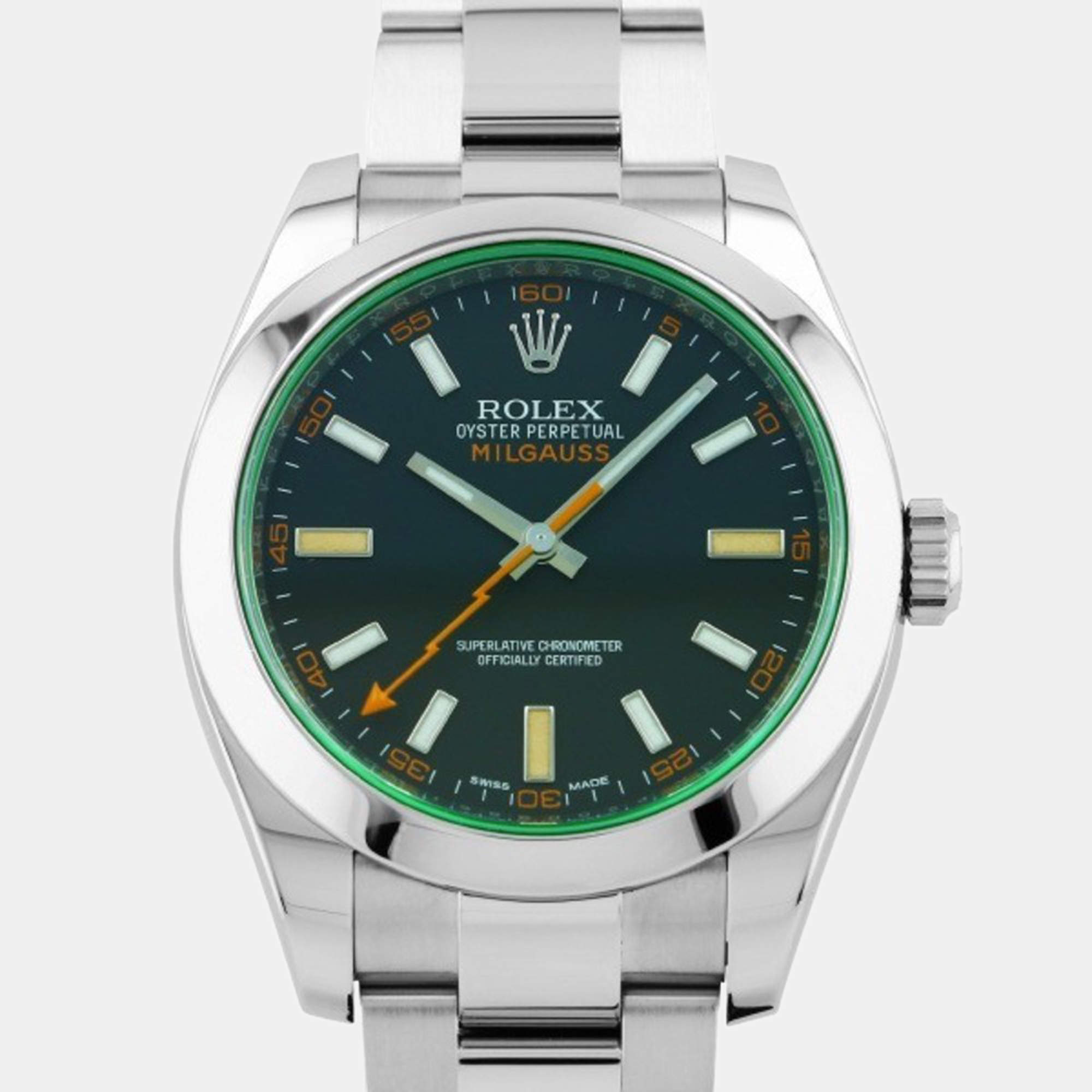 Rolex Black Stainless Steel Milgauss 116400GV Automatic Men's Wristwatch 40 mm