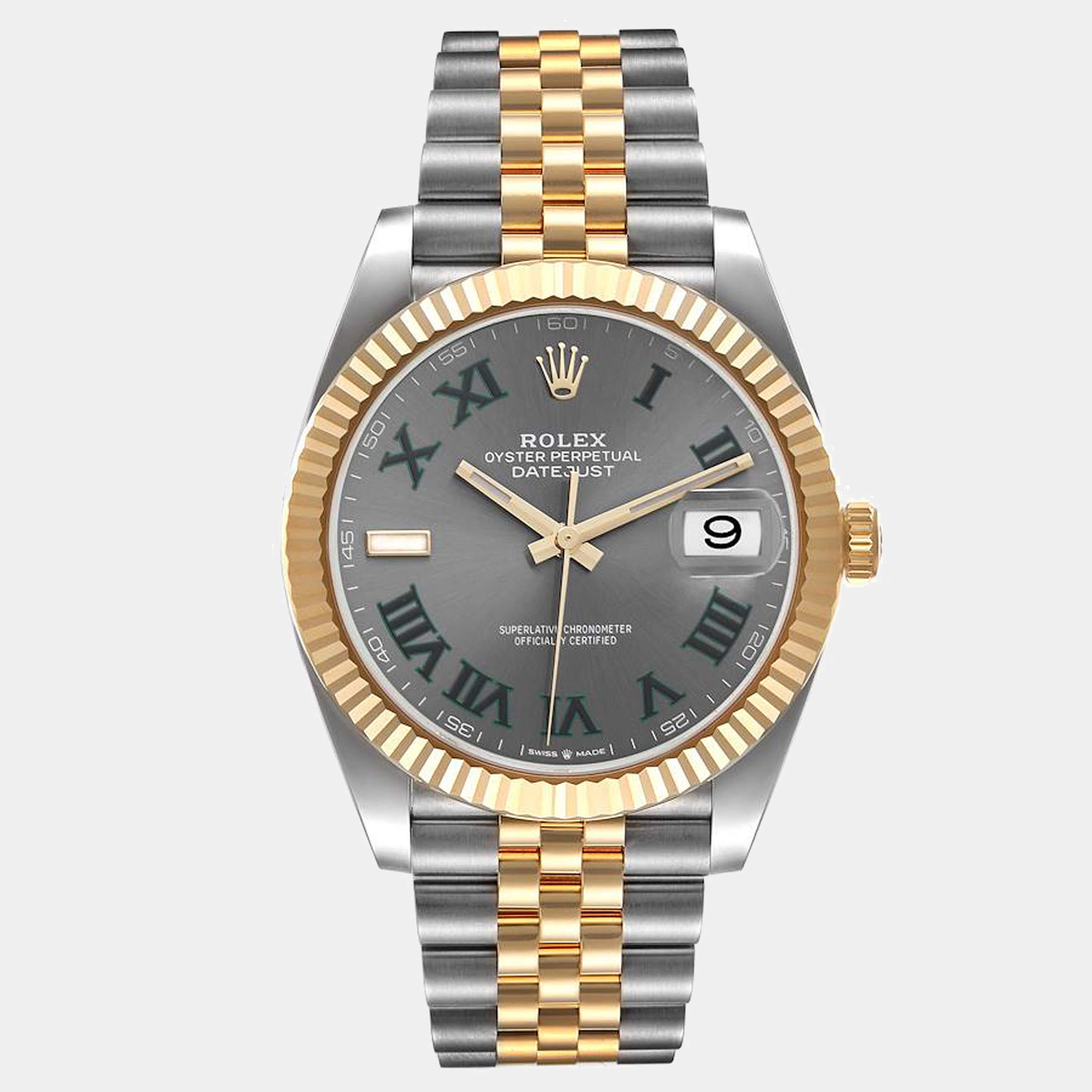 Rolex Grey 18K Yellow Gold And Stainless Steel Datejust Wimbledon ...