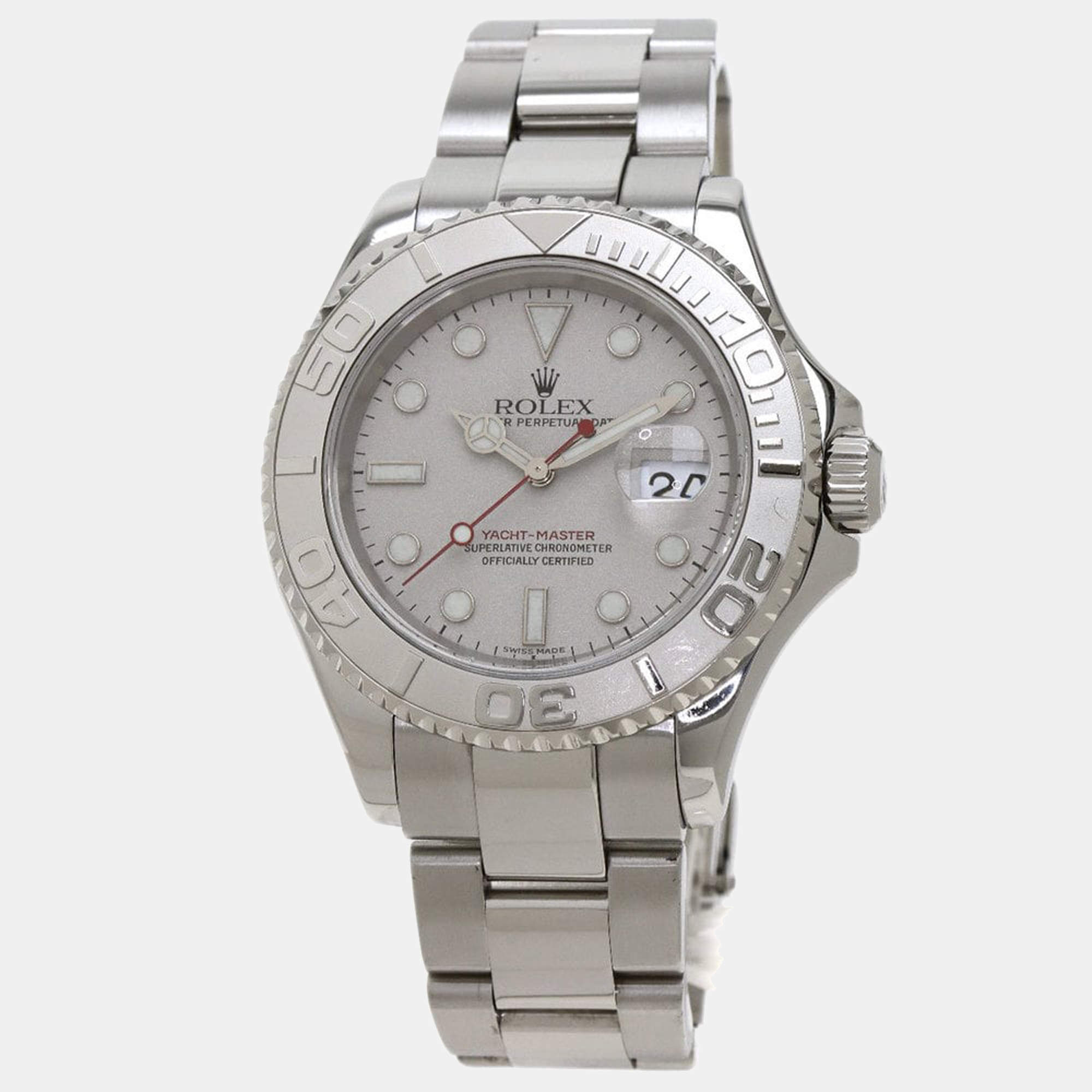 Rolex Silver Stainless Steel Yacht-Master 16622 Men's Wristwatch 40 mm