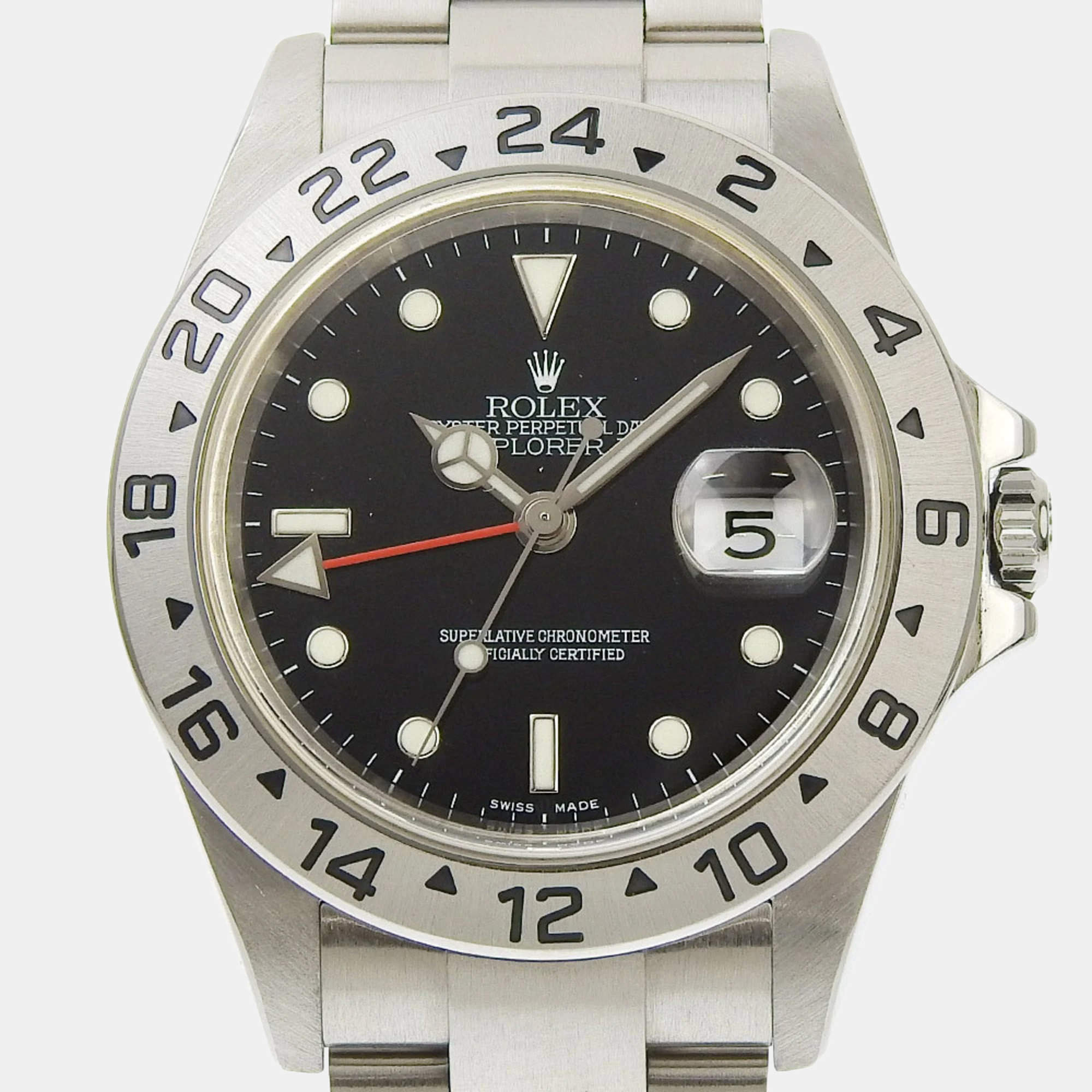 Rolex Black Stainless Steel Explorer II 16570 Automatic Men's Wristwatch 40 mm
