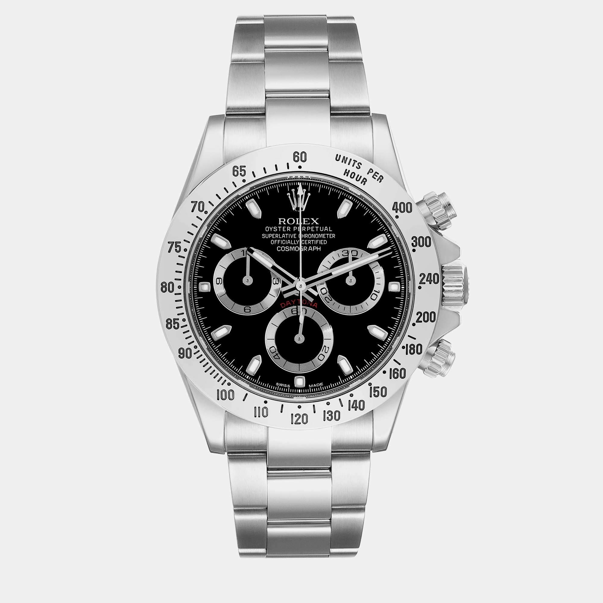 Rolex Daytona Chronograph Black Dial Steel Men's Watch 116520 40 mm