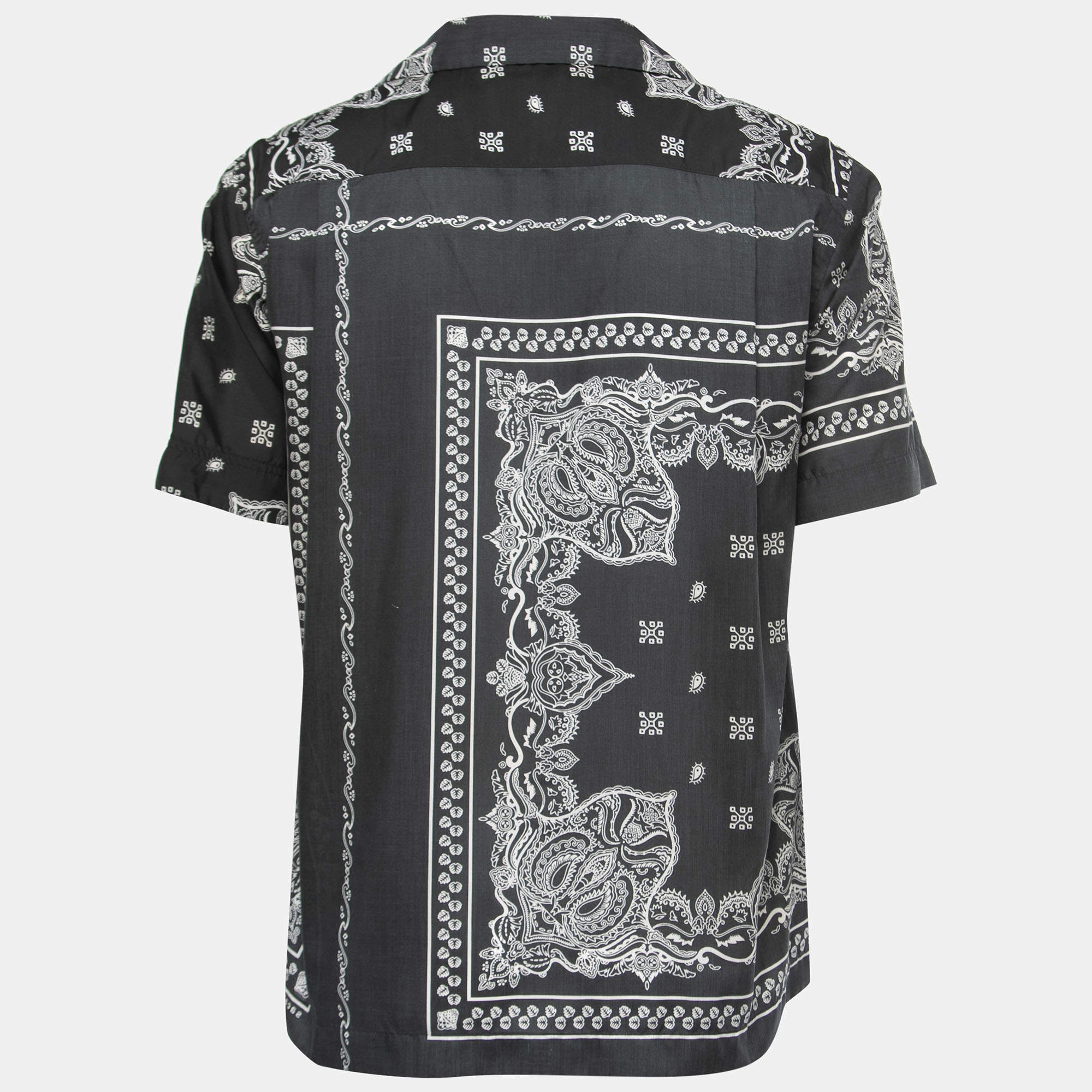 Sacai Black Bandana Printed Synthetic Short Sleeve Shirt S