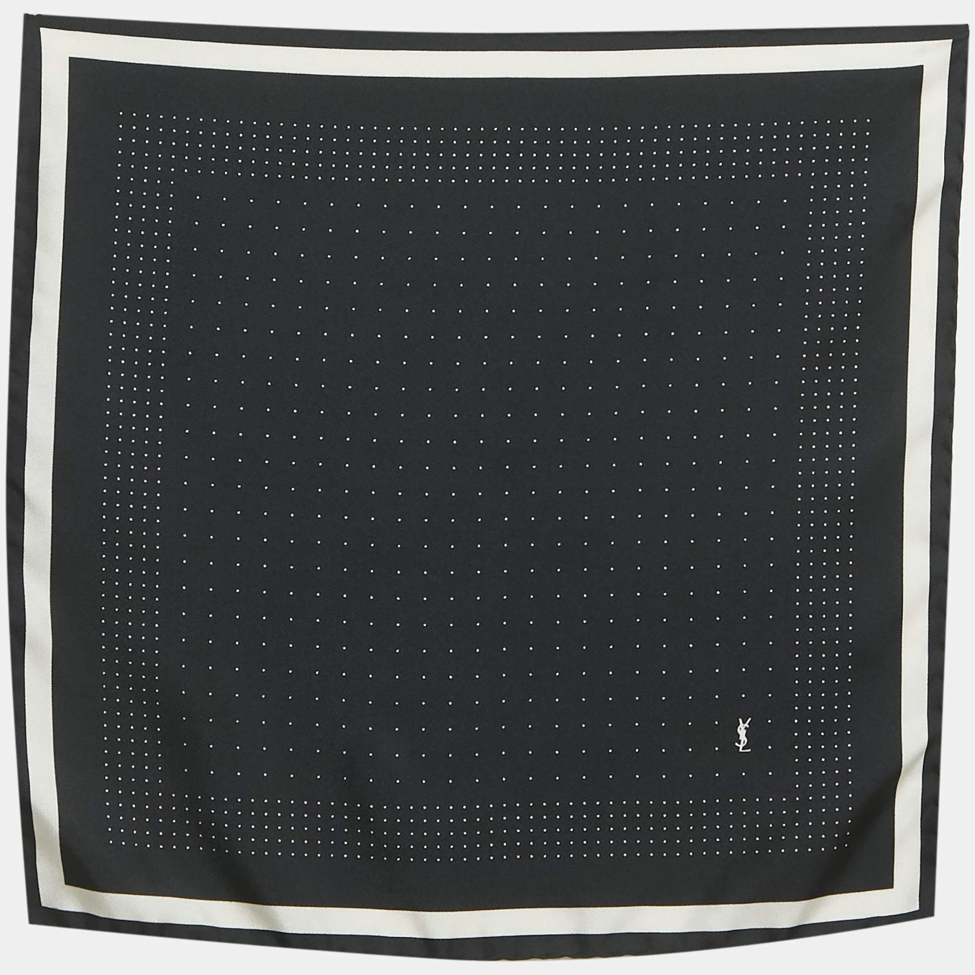 Pre Owned Saint Laurent Paris Black Dots Print Pocket Square 