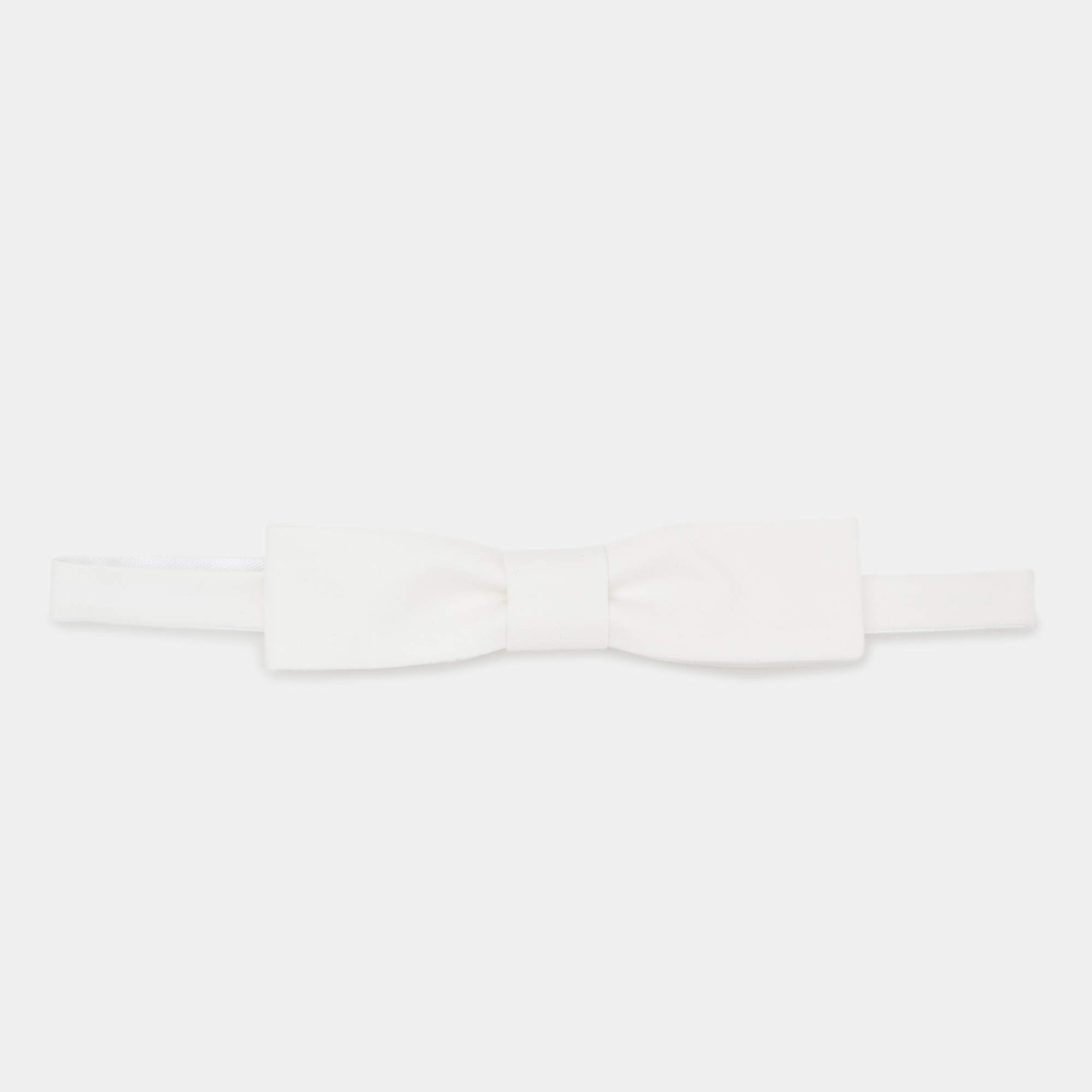 Saint Laurent Paris White Cotton Bow Tie