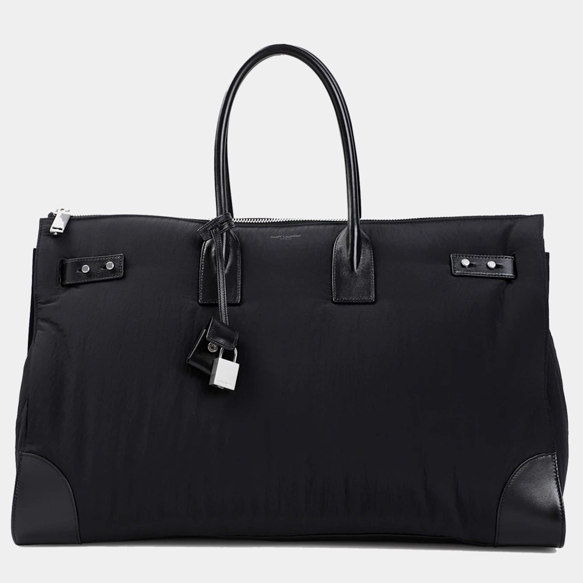 Saint Laurent Black Nylon and Leather Sac De Jour Duffle Bag