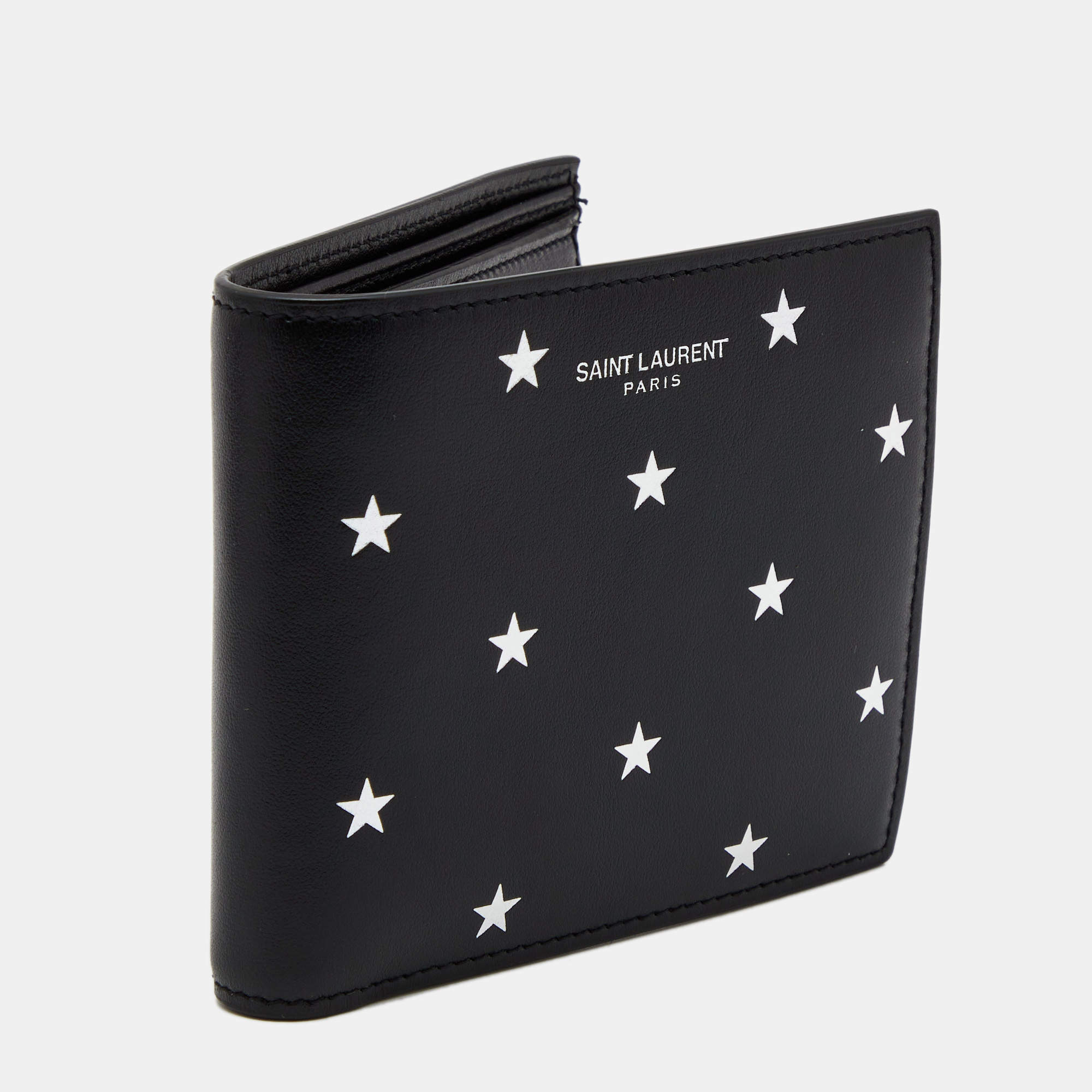 Saint Laurent Star Calfskin Bi-Colour Folding Wallet - Depop