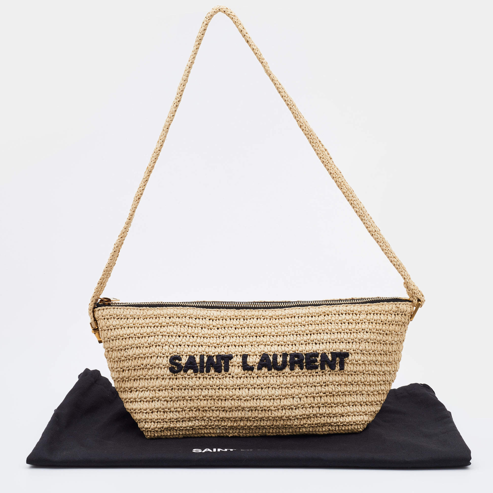 Yves Saint Laurent Wicker Clutch Black - Vintage Lux