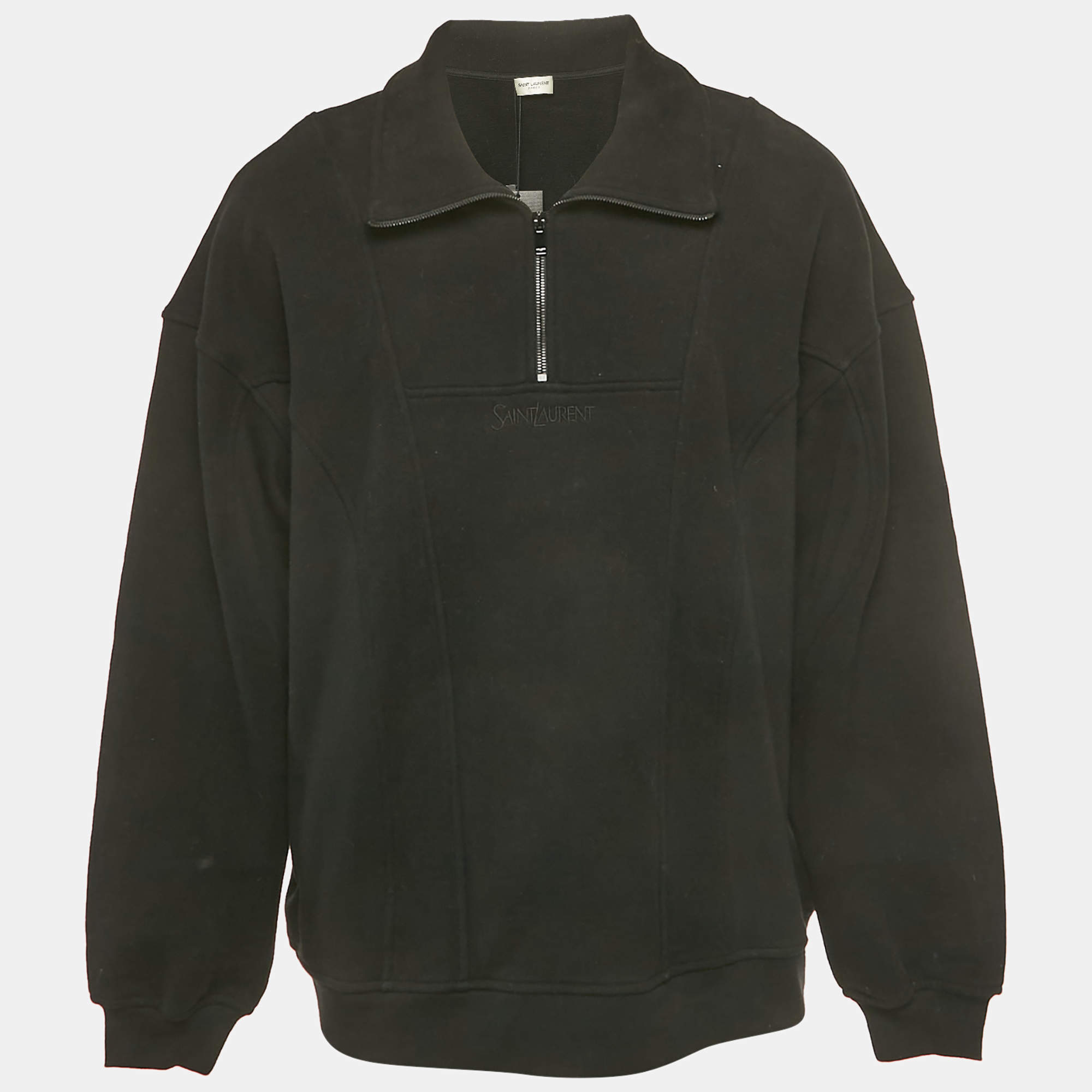 Pre Owned Saint Laurent Paris Black Fleece Cotton Zip-Up Jacket L