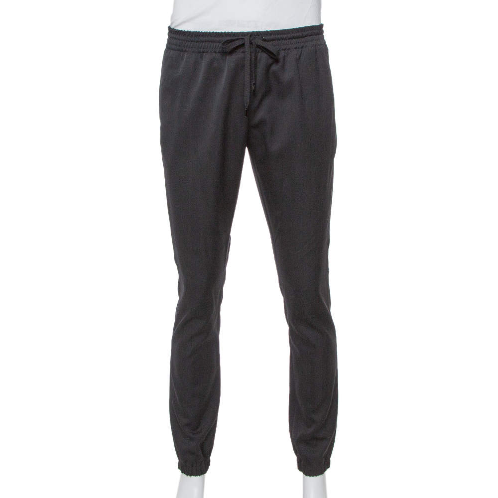 Pre Owned Saint Laurent Paris Black Wool Joggers M