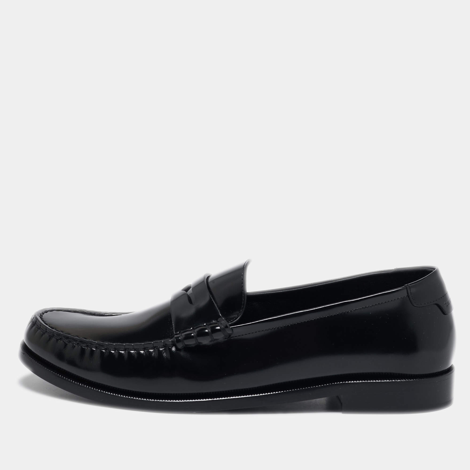 Saint Laurent Black Leather Le Penny Loafers Size 44