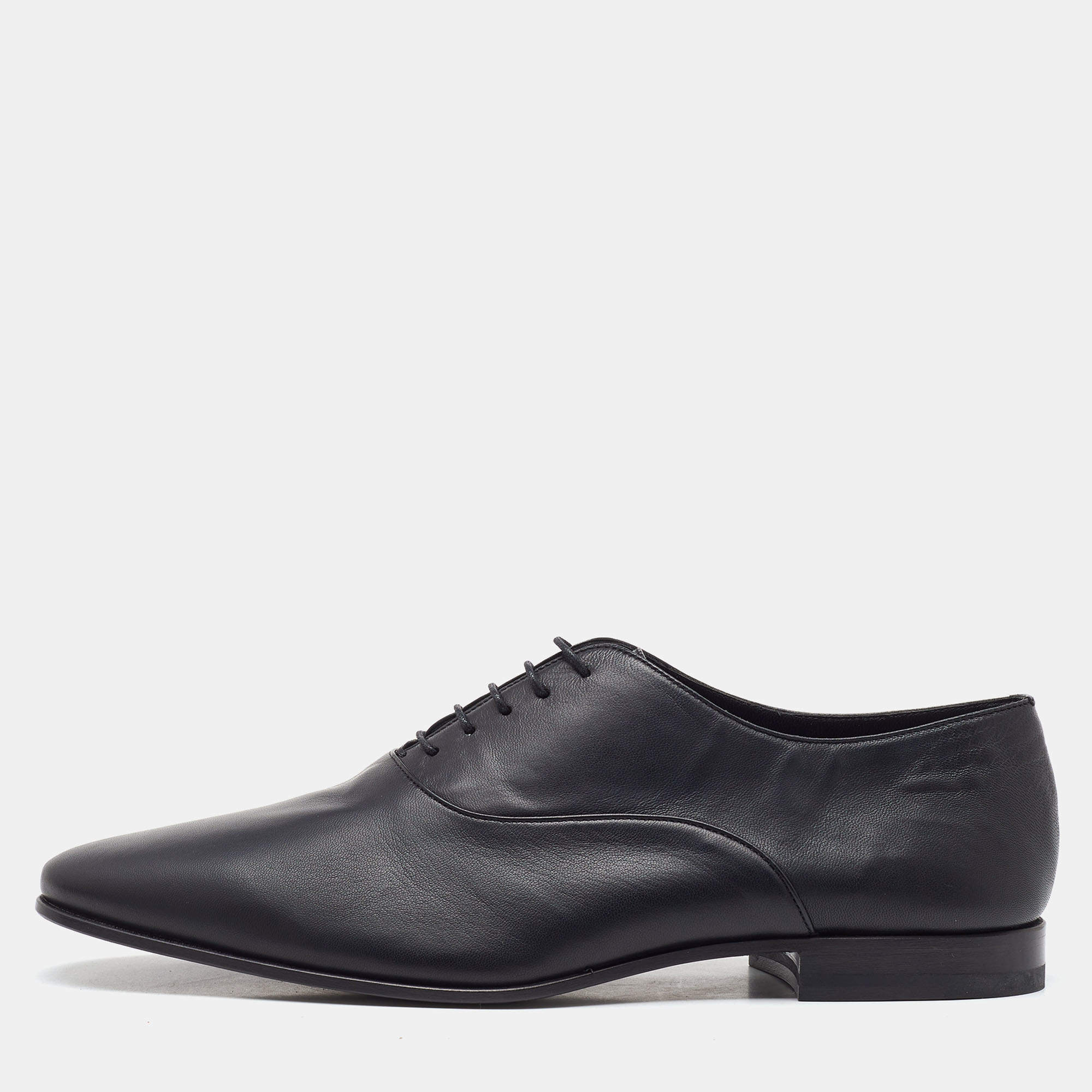 Pre Owned Saint Laurent Black Leather Lace Up Oxford Size 42