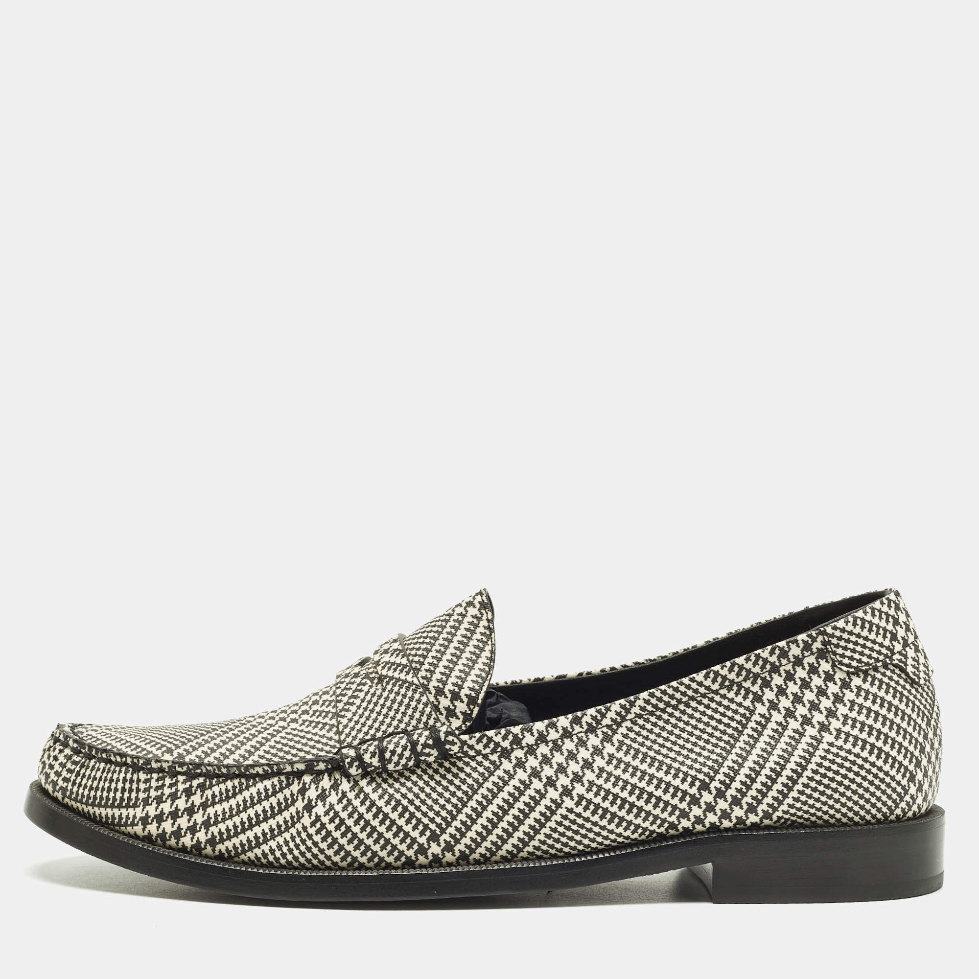 مملوكة مسبقًا حذاء لوفرز بني جلد بيج/أسود سان لوران مقاس 42