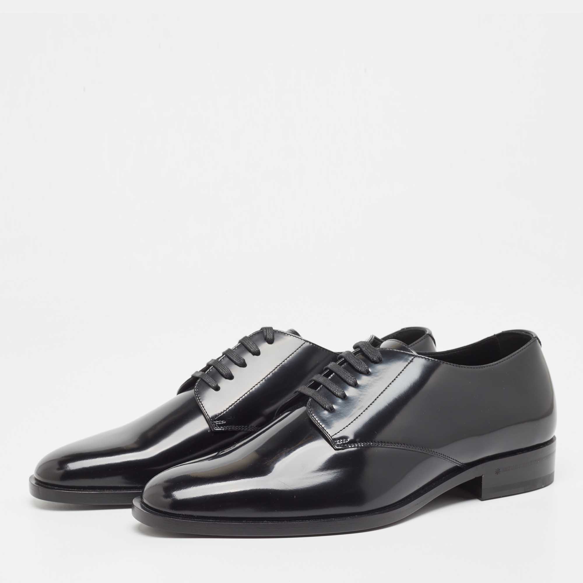 Pre Owned Saint Laurent Black Leather Lace Up Derby Size 43