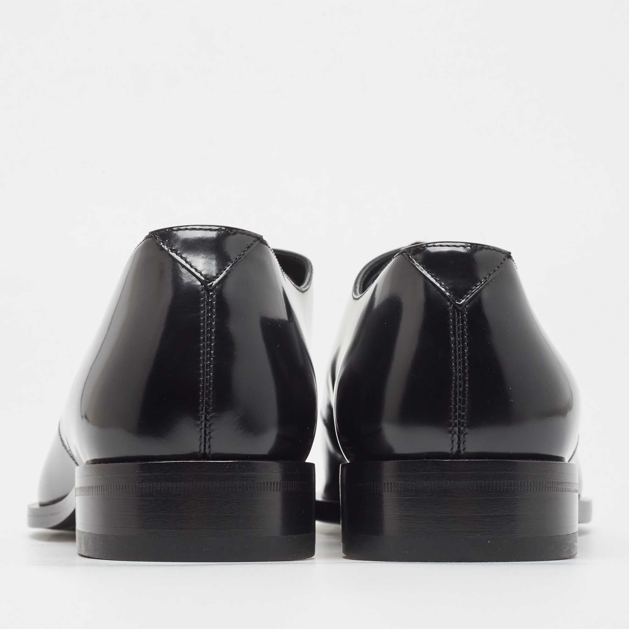 Pre Owned Saint Laurent Black Leather Lace Up Derby Size 43