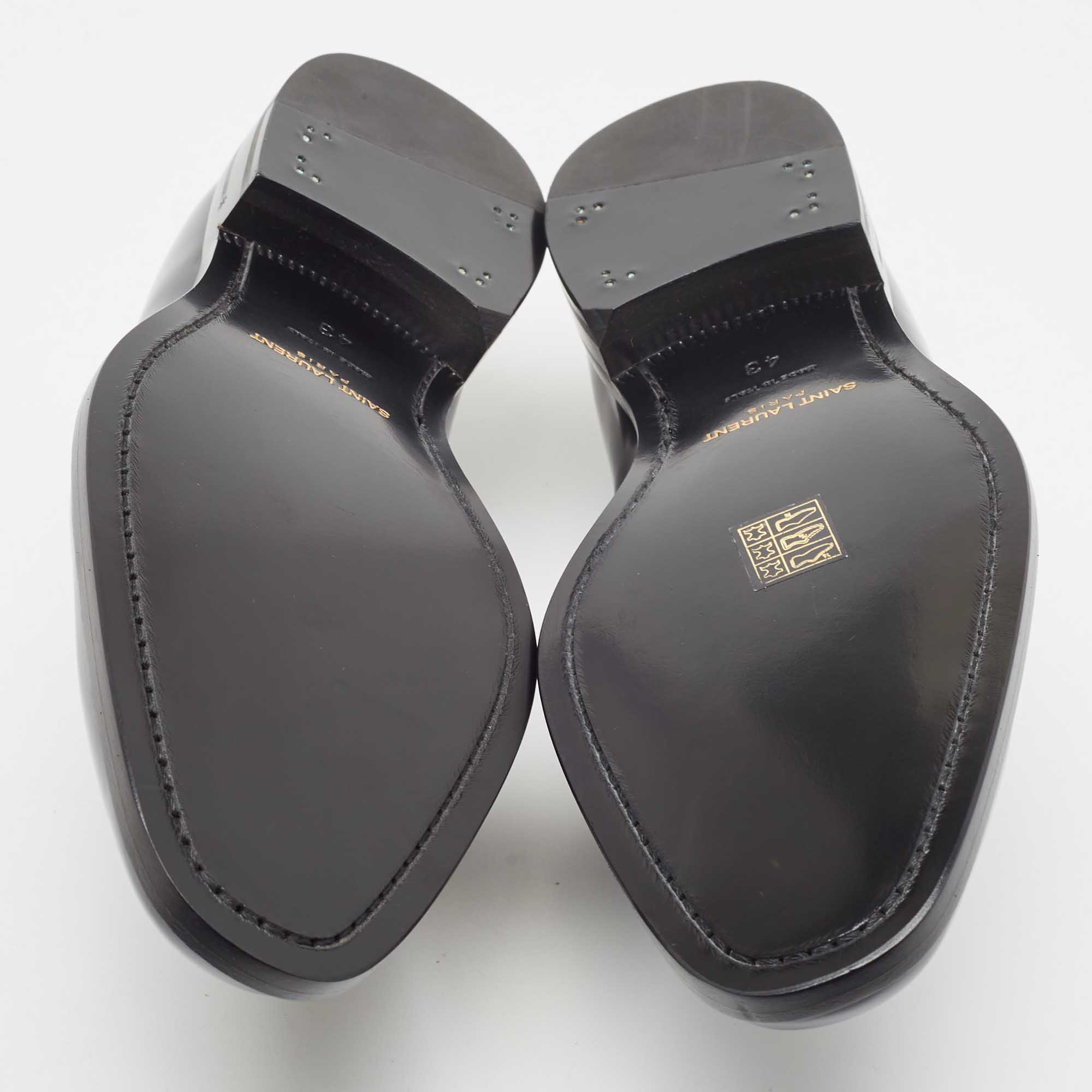 Pre Owned Saint Laurent Black Leather Lace Up Derby Size 43