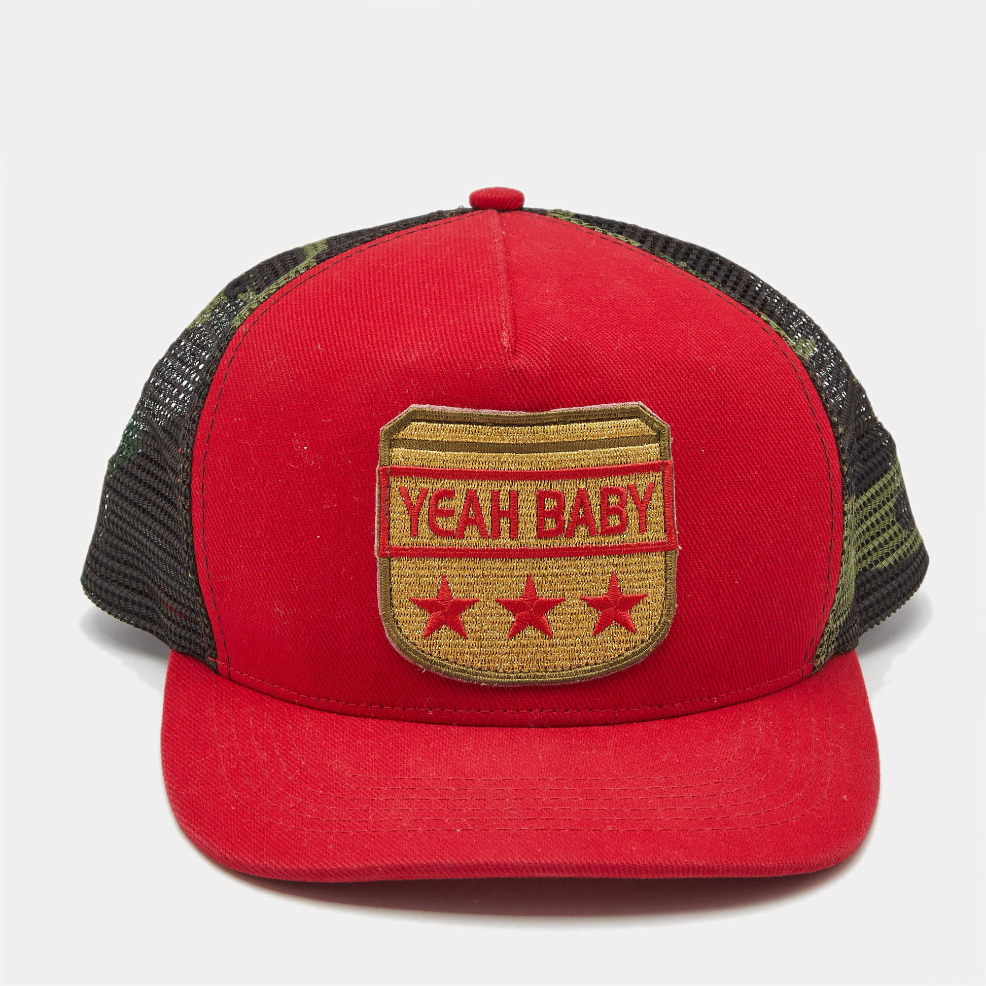 Saint Laurent Red Cotton Yeah Baby Trucker Cap Saint Laurent Paris