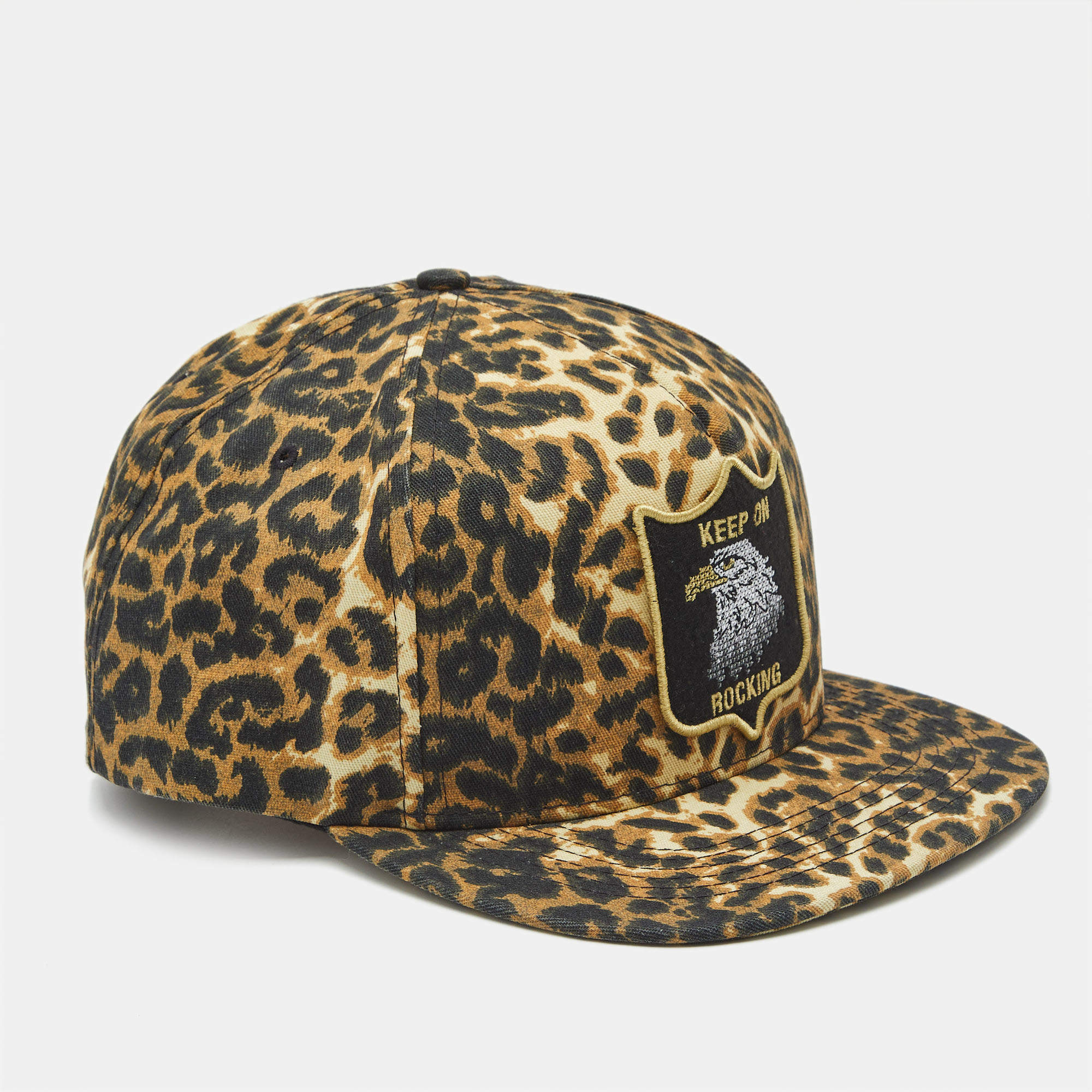 Pre Owned Saint Laurent Leopard Print Keep on Rocking Eagle Cap