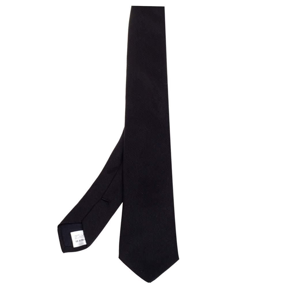 Pre Owned Saint Laurent Paris Black Silk Skinny Tie