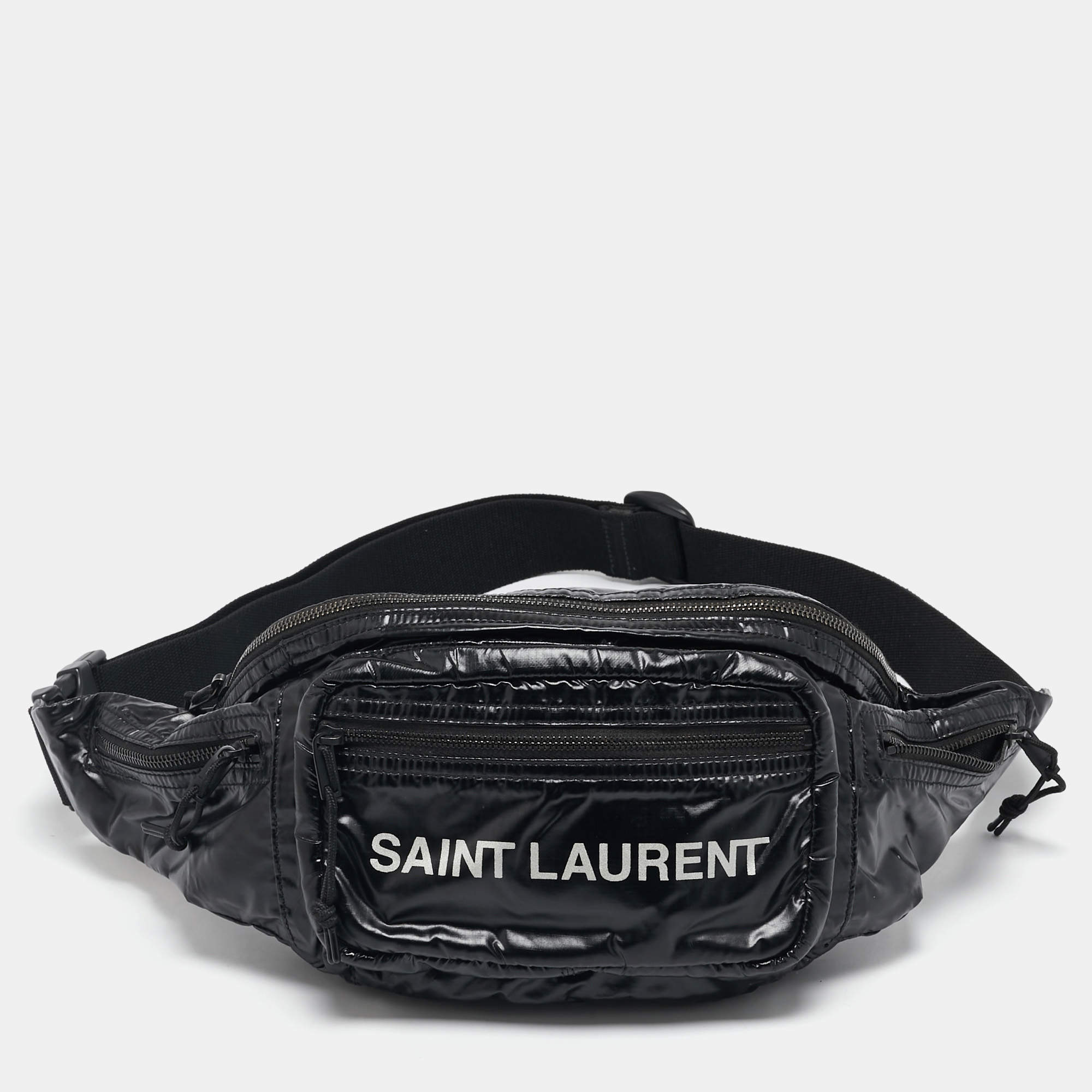 Saint Laurent Black Nylon Logo Belt Bag