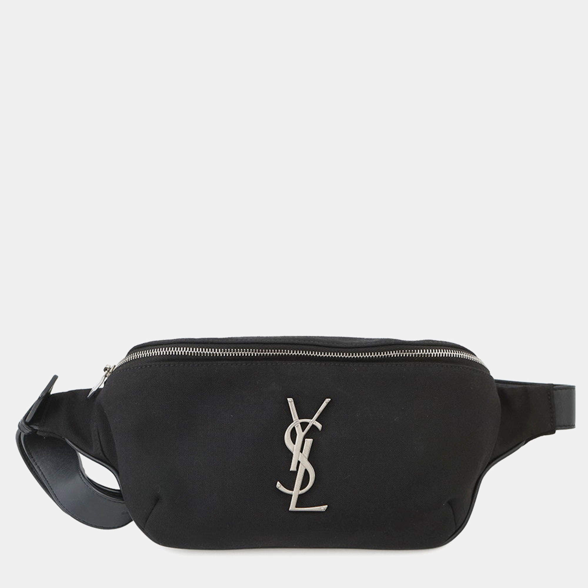 Pre Owned Saint Laurent Paris Crossbody Bag Black Canvas