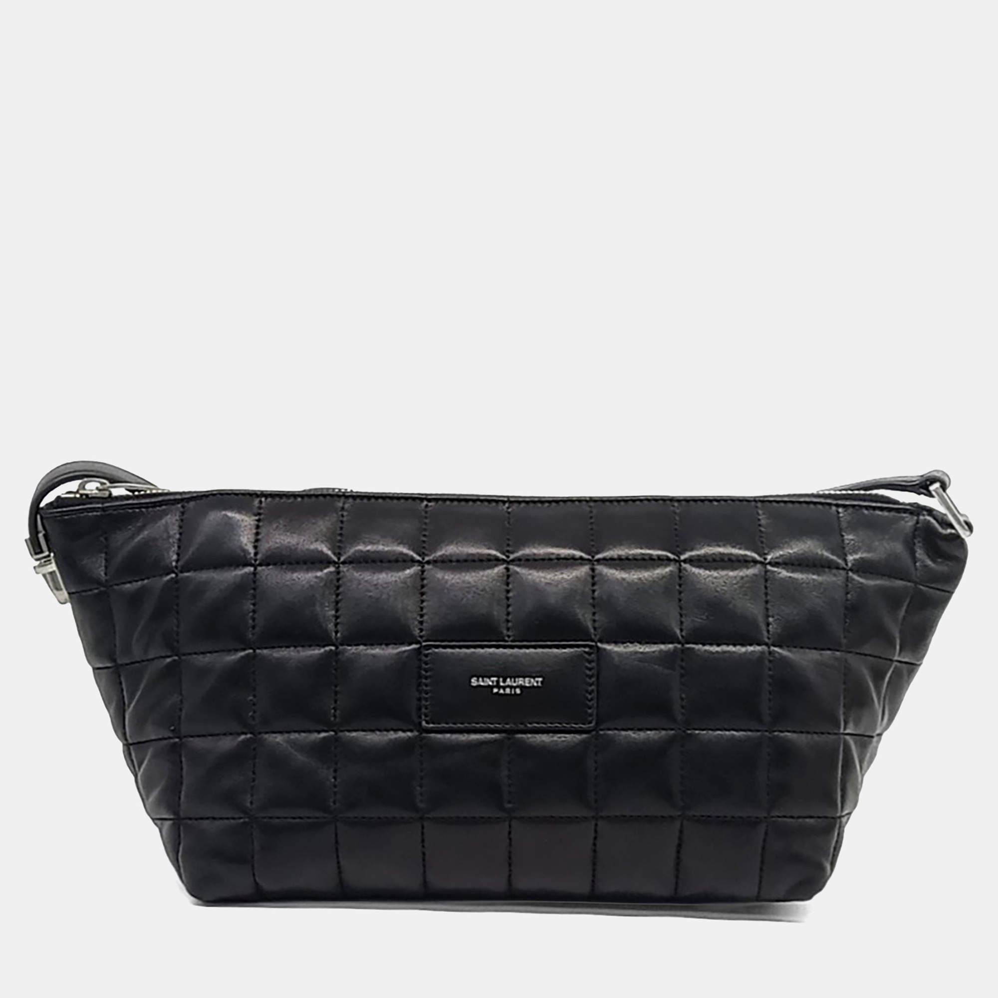 Pre Owned حقيبة كروس سان لوران باريس لو توك جلد أسود