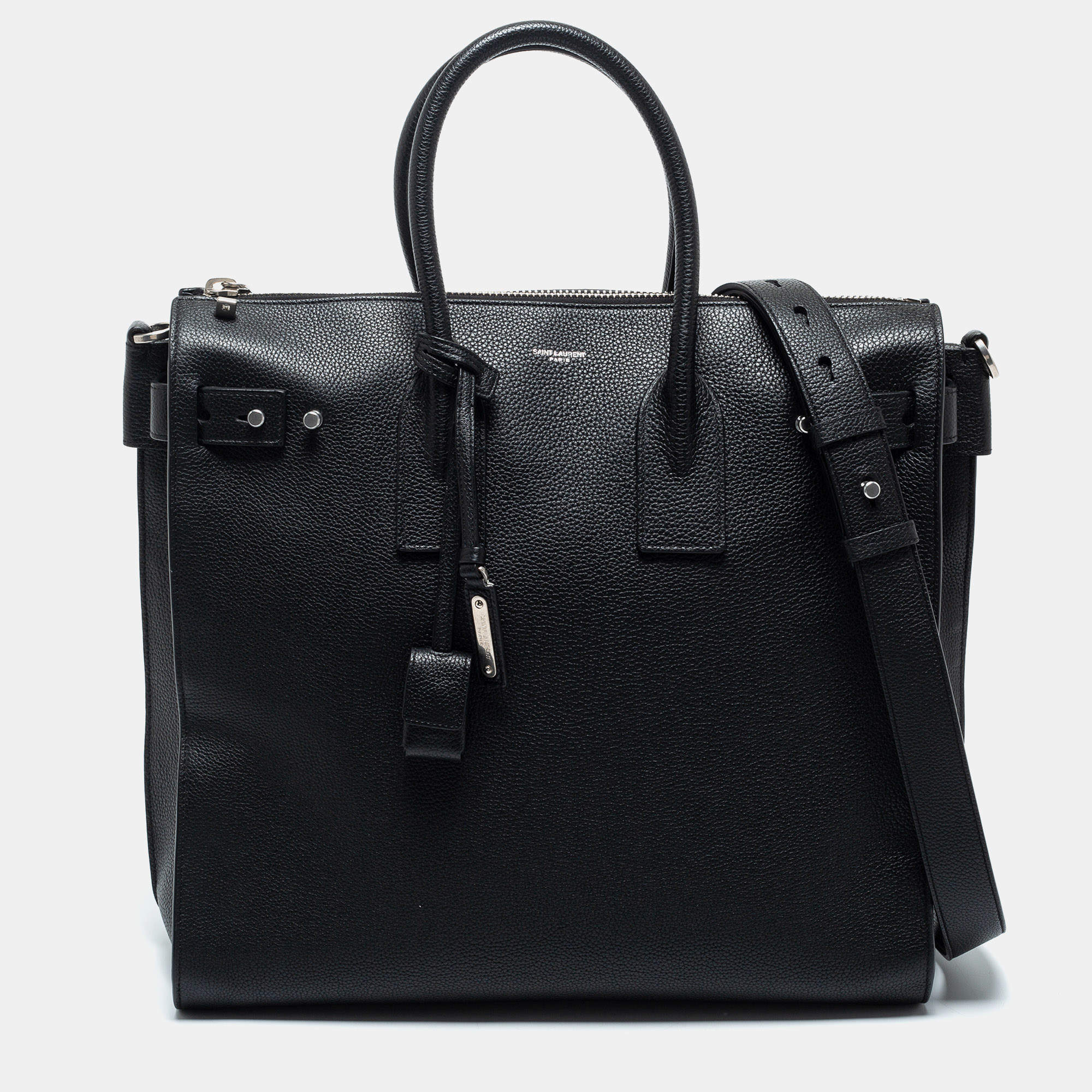 Saint Laurent Black Leather Large Sac De Jour Tote
