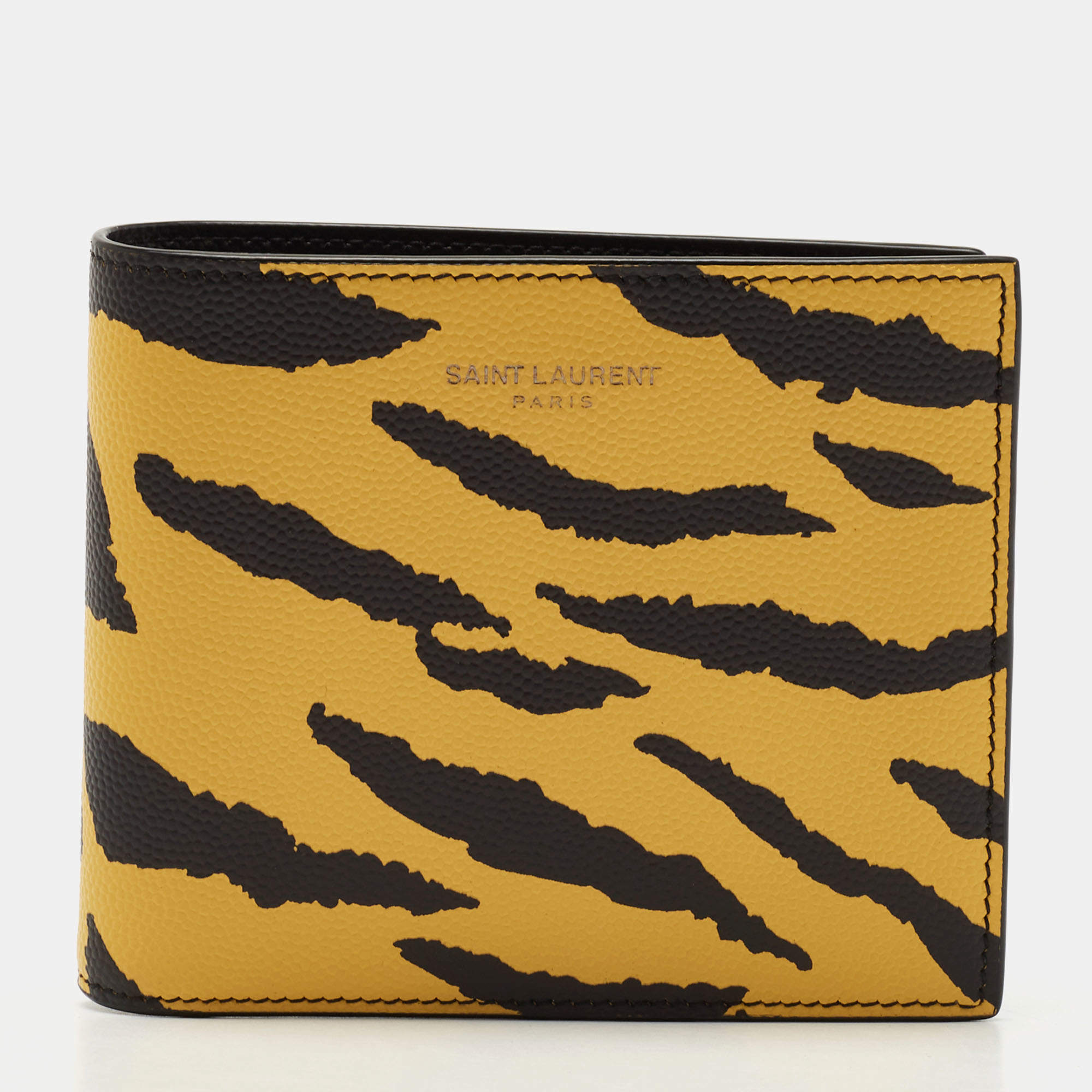 Saint Laurent Black/Yellow Printed Leather Bifold Wallet