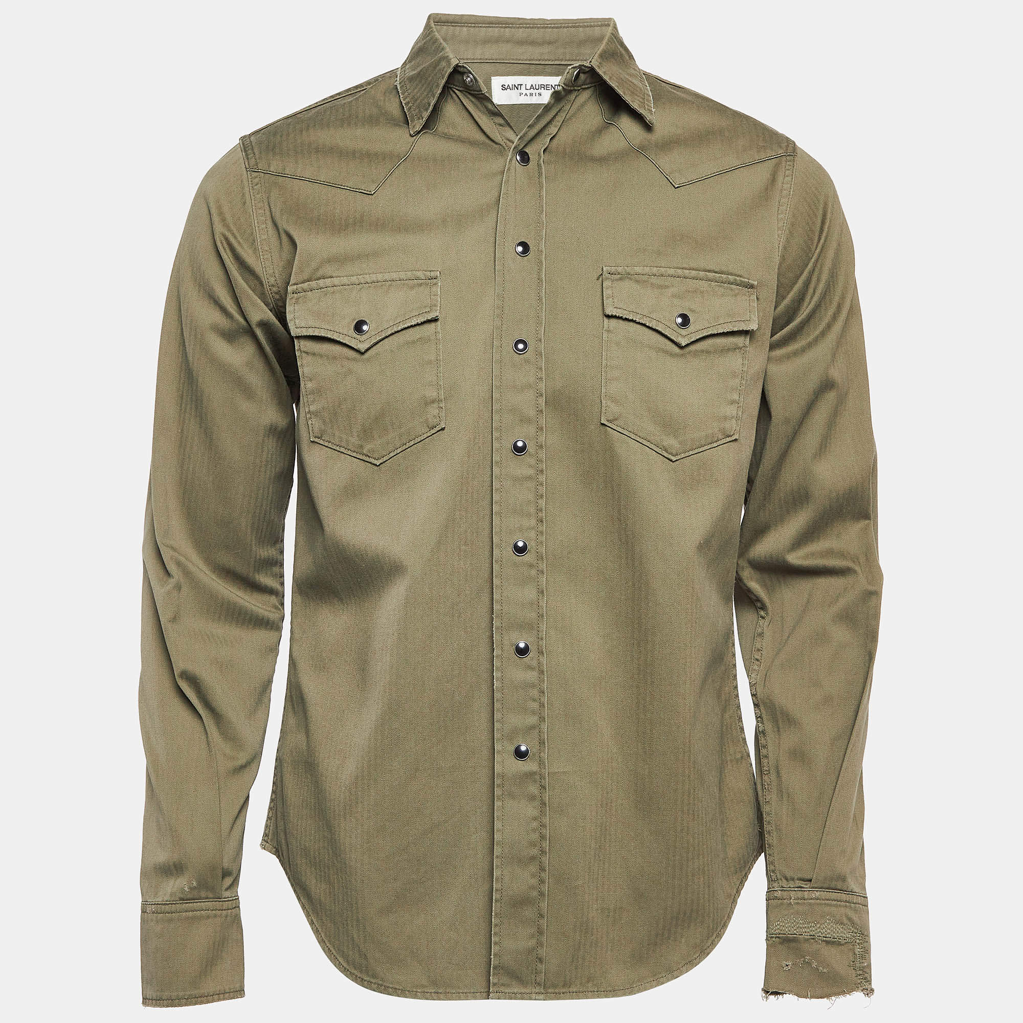 Pre Owned Saint Laurent Green Cotton Shirt M