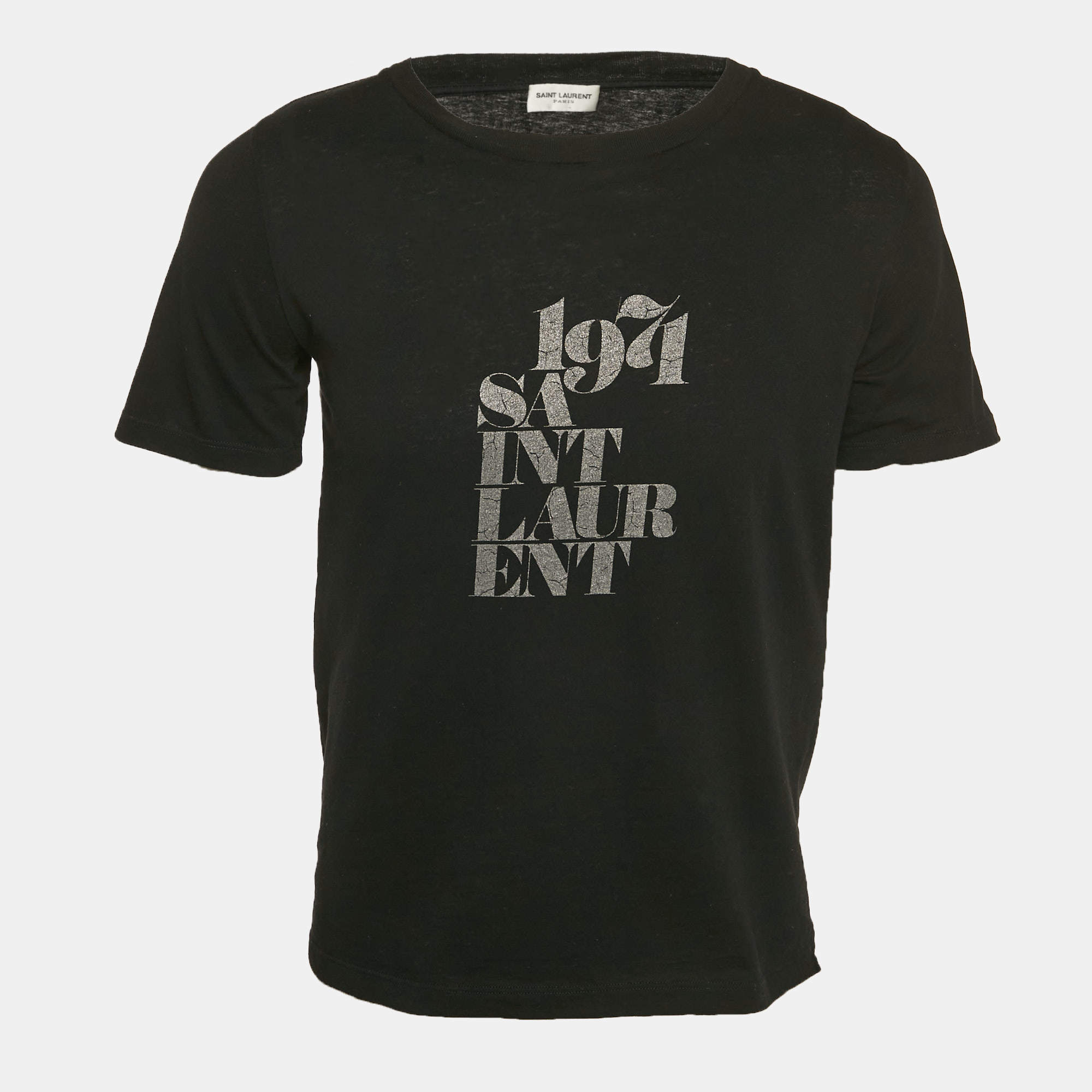 Saint Laurent Paris Black Printed Jersey T-Shirt XS