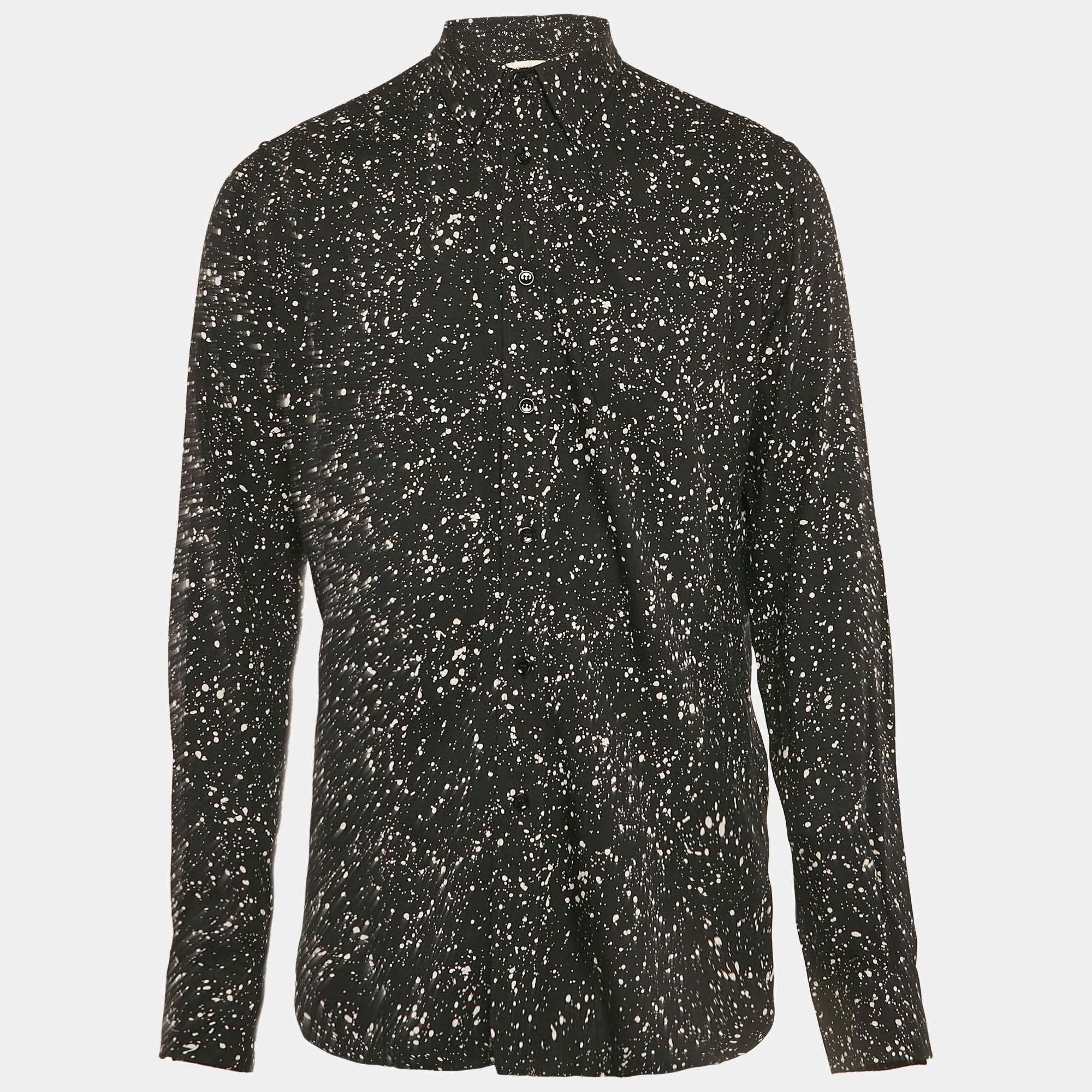 Saint Laurent Black Print Crepe Full Sleeve Shirt XL