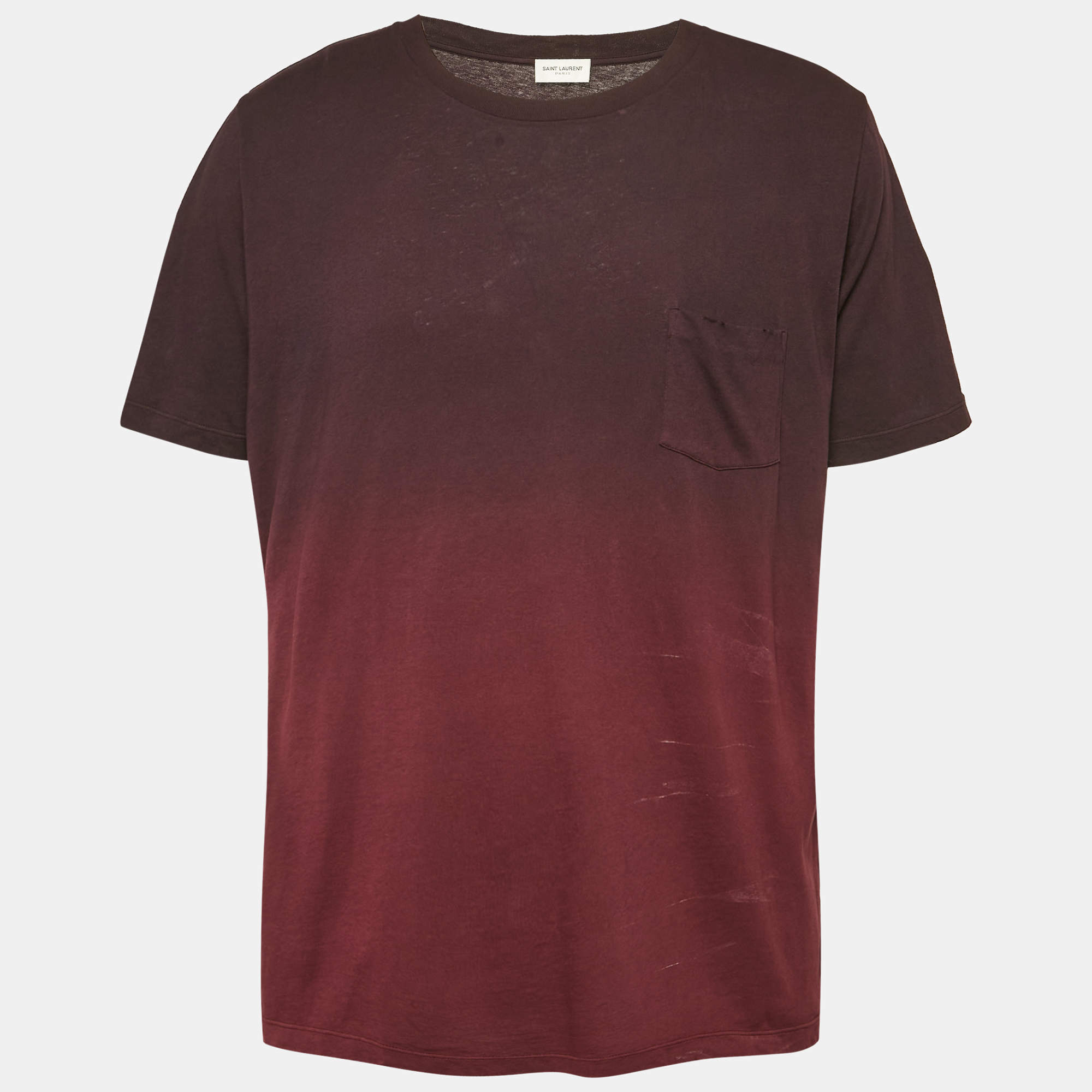 Saint Laurent Burgundy Ombre Crewneck T-Shirt XL