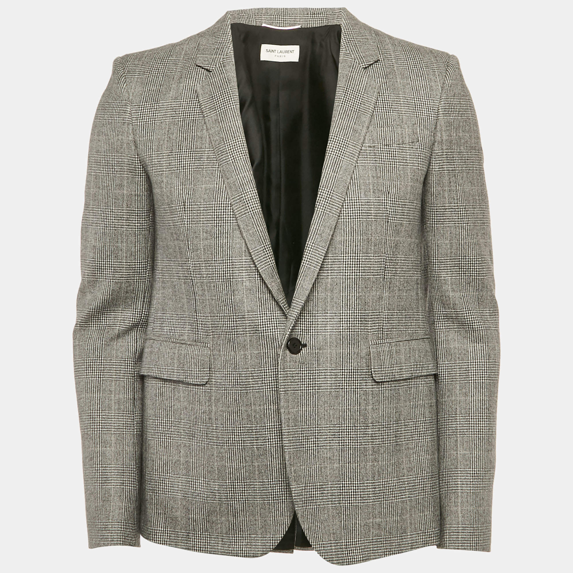 Saint Laurent Monochrome Hounstooth Wool Blazer M