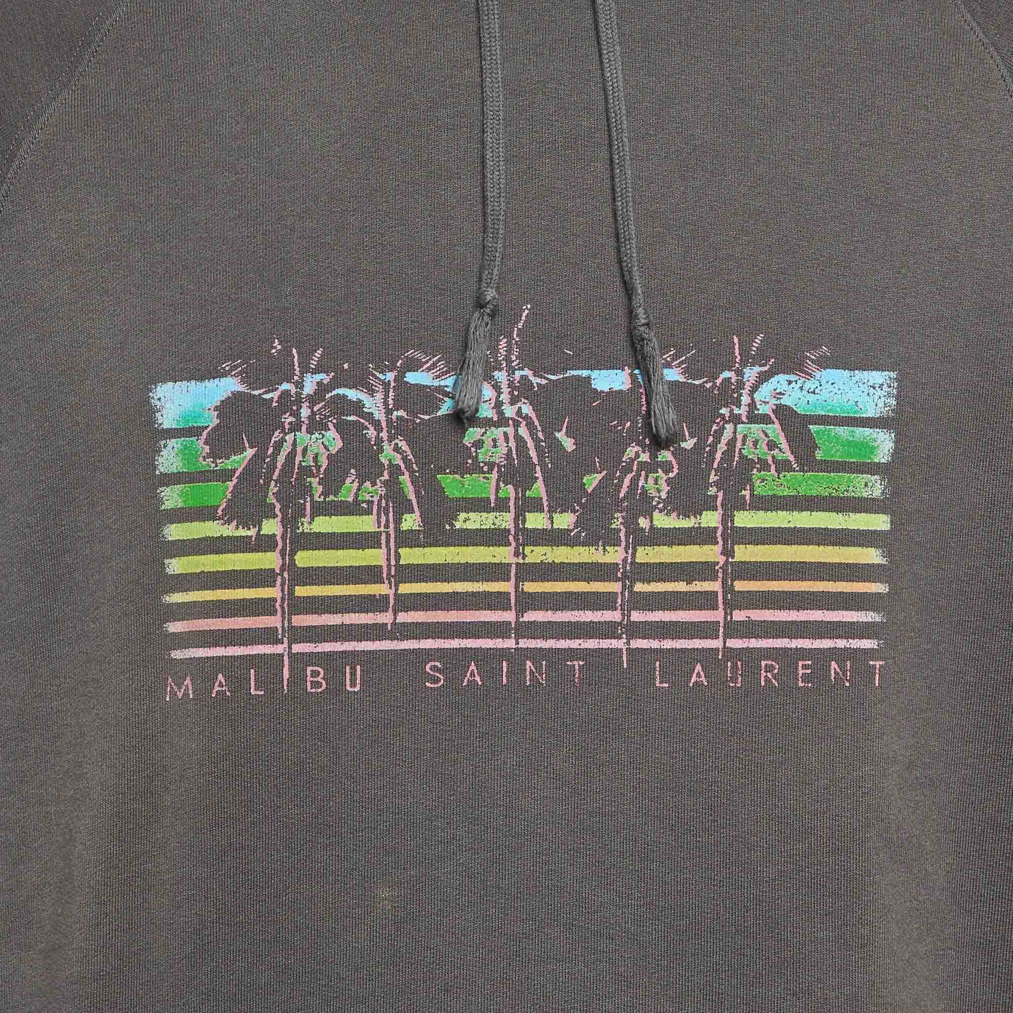 Saint Laurent Paris Grey Malibu Print Cotton Hoodie M Saint
