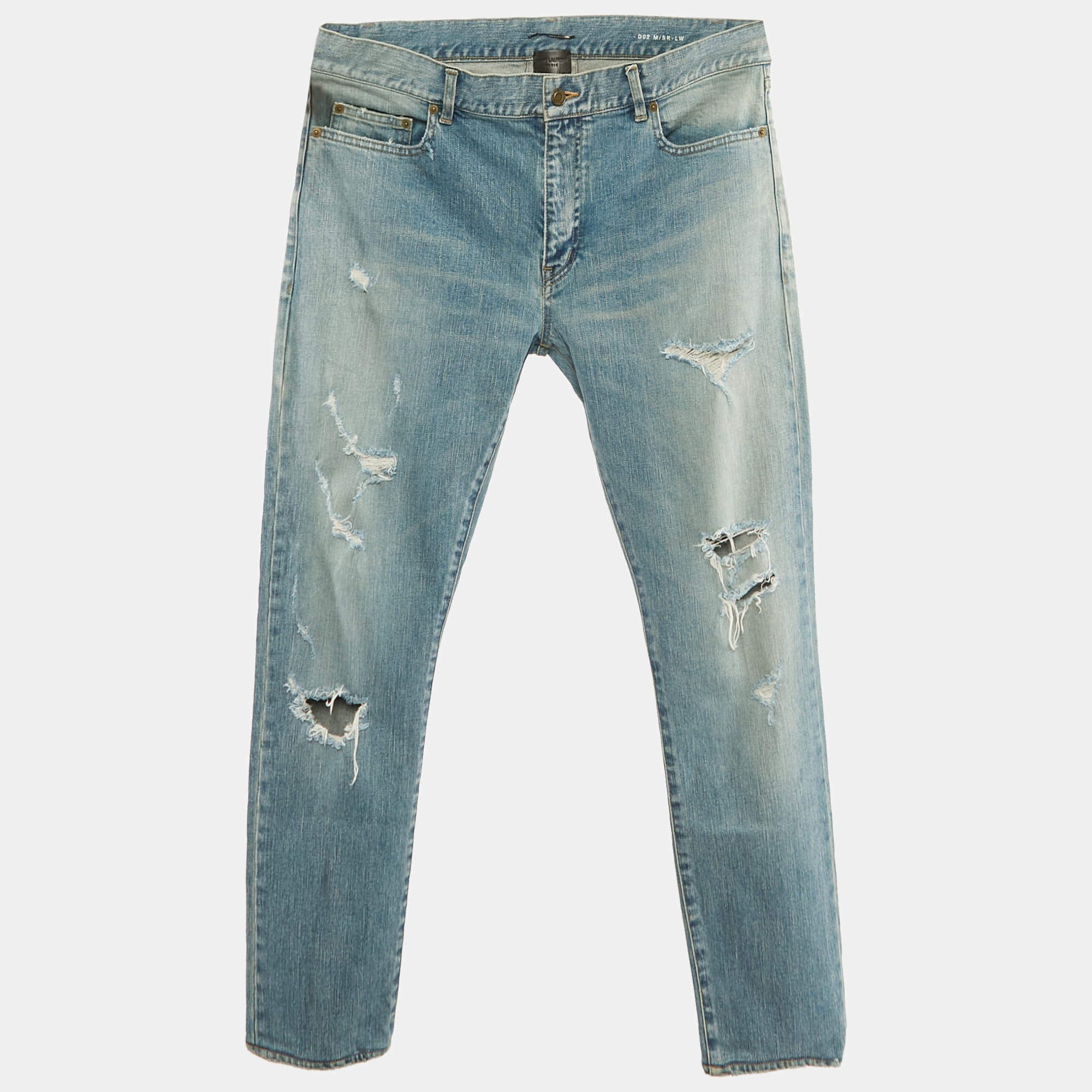 SAINT LAURENT PARIS｜JEANS (823600 Y21KD 4414) V-WAIST LONG BAGGY JEANS IN MICHIGAN BLUE DENIM | Saint
