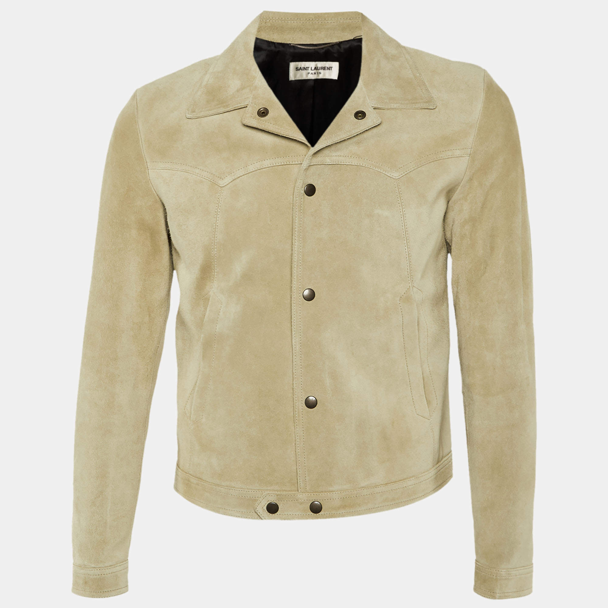 Pre Owned Saint Laurent Beige Suede Button Front Jacket S