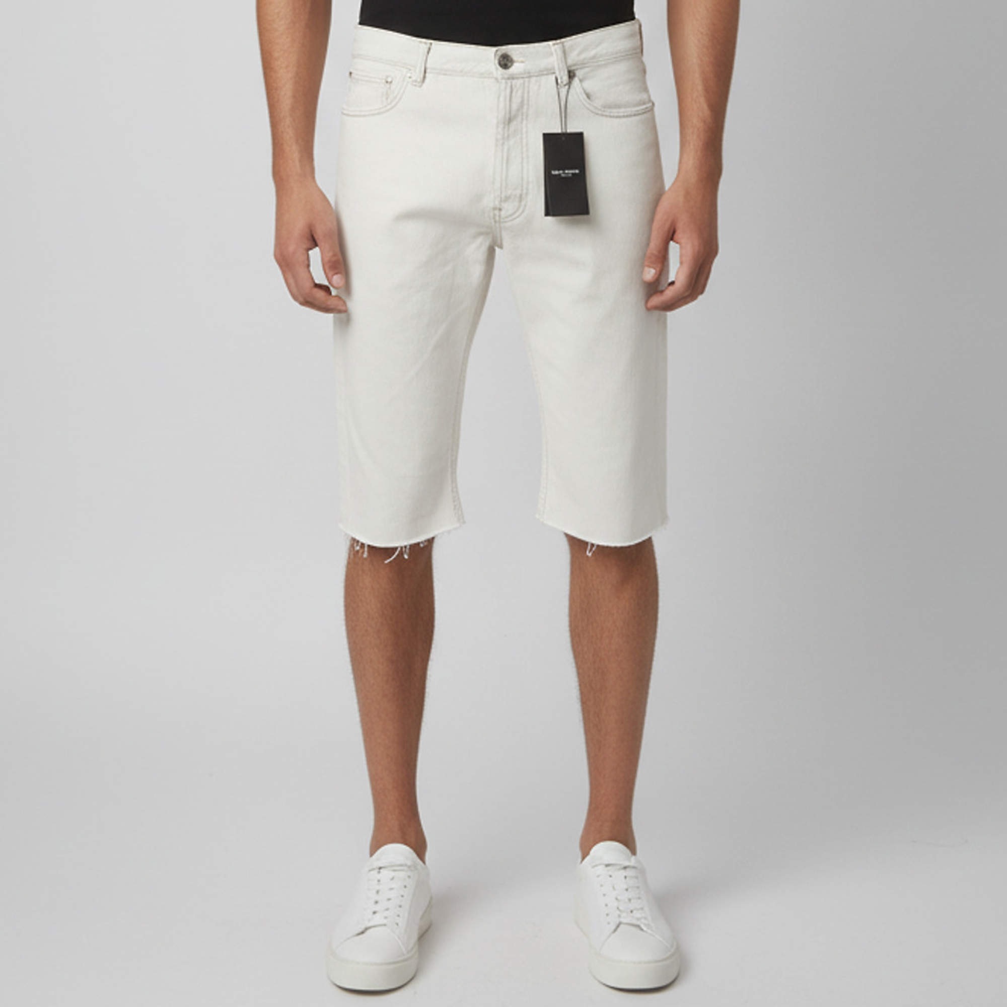 Pre Owned Saint Laurent Light Grey Denim Bermuda Shorts S/Waist 33"