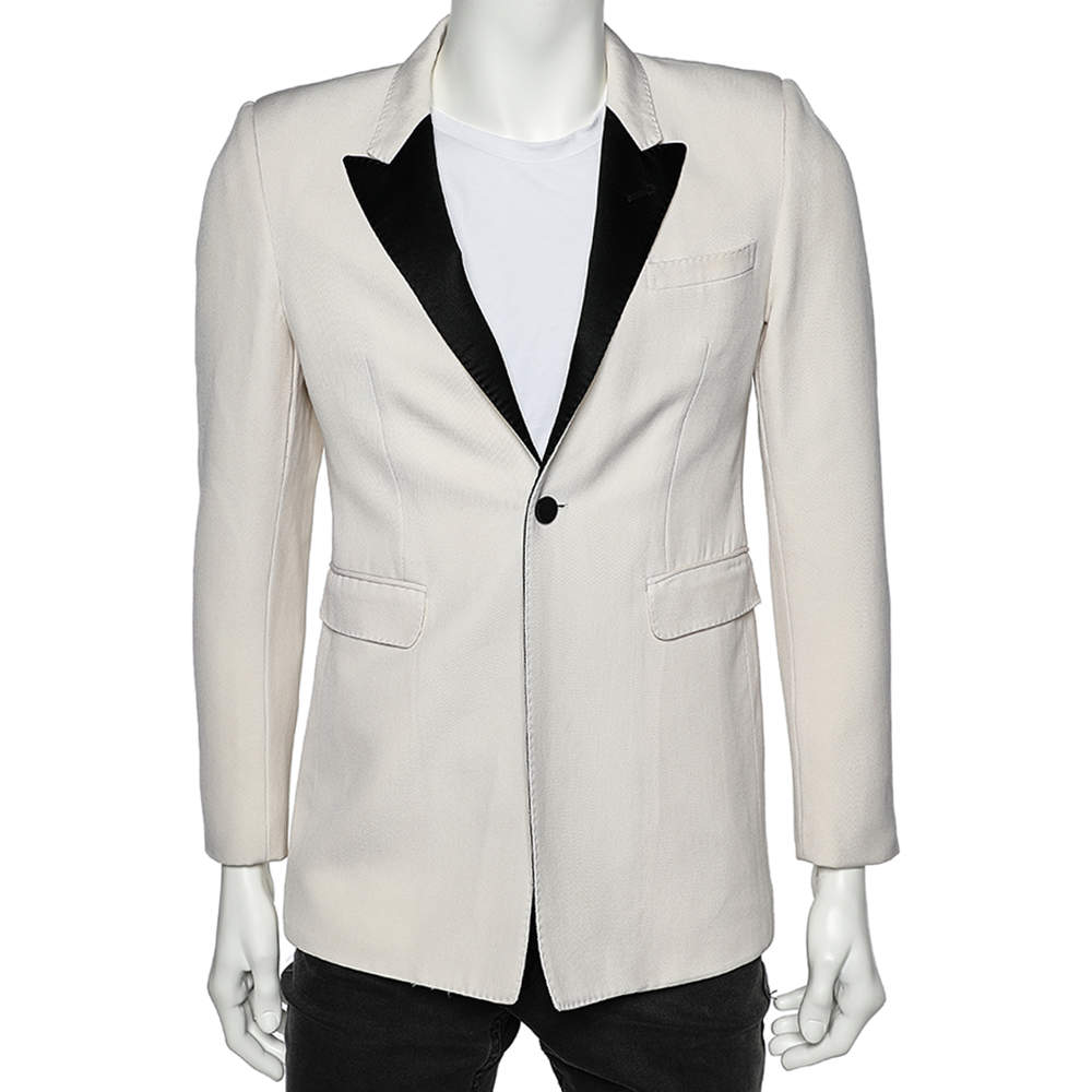 Saint Laurent Cream Wool and Mohair Button Front Blazer M