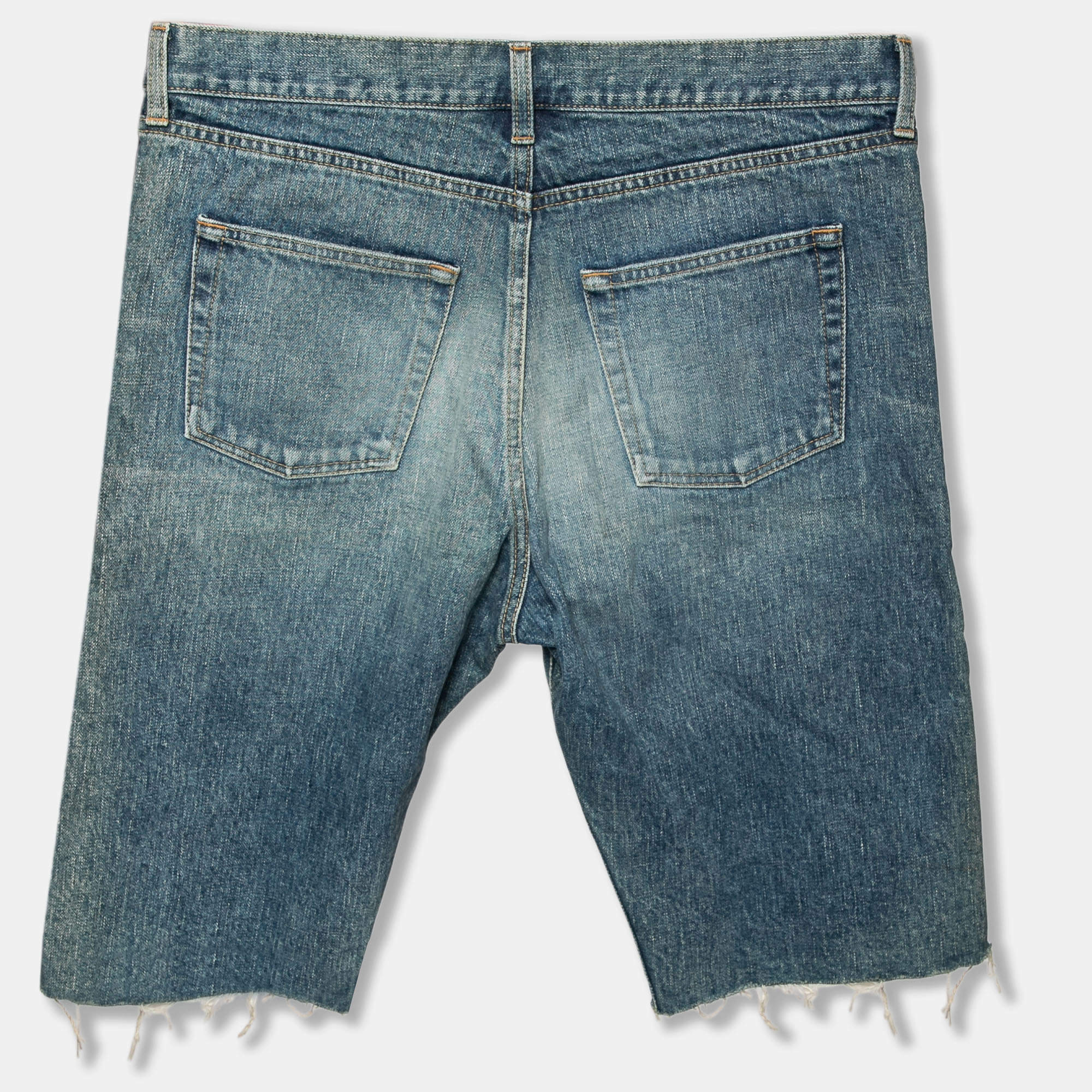 YOURS Plus Size Blue Distressed Denim Capri Shorts