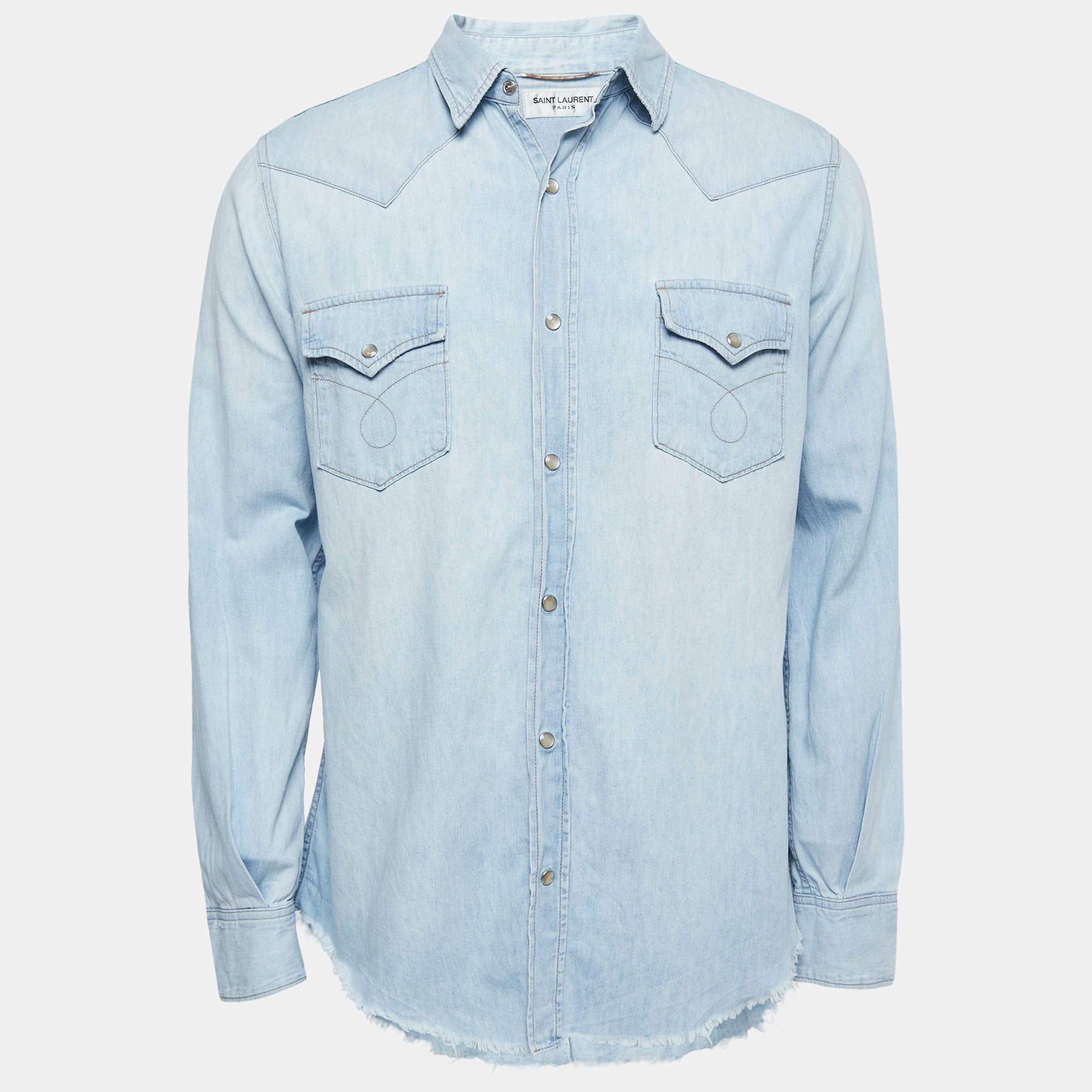Saint Laurent Light Blue Denim Full Sleeve Shirt XL